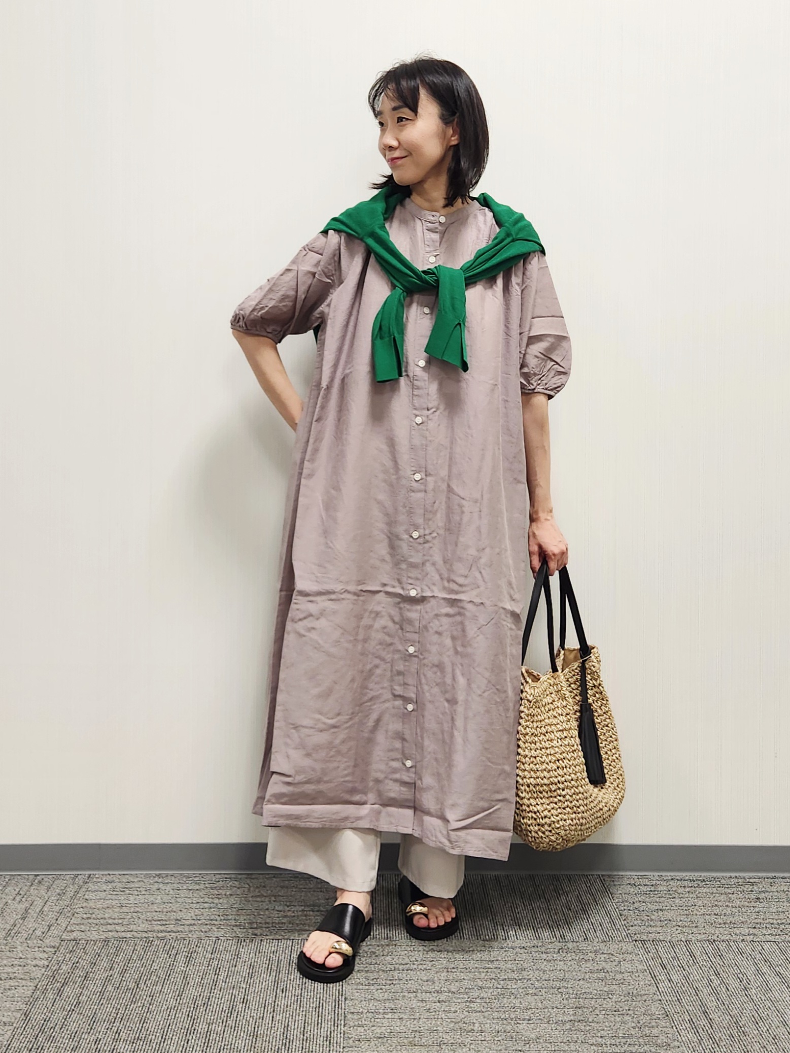 naraさんの「Dessin｜【洗える】リネン混シャツワンピース」を使ったコーディネート