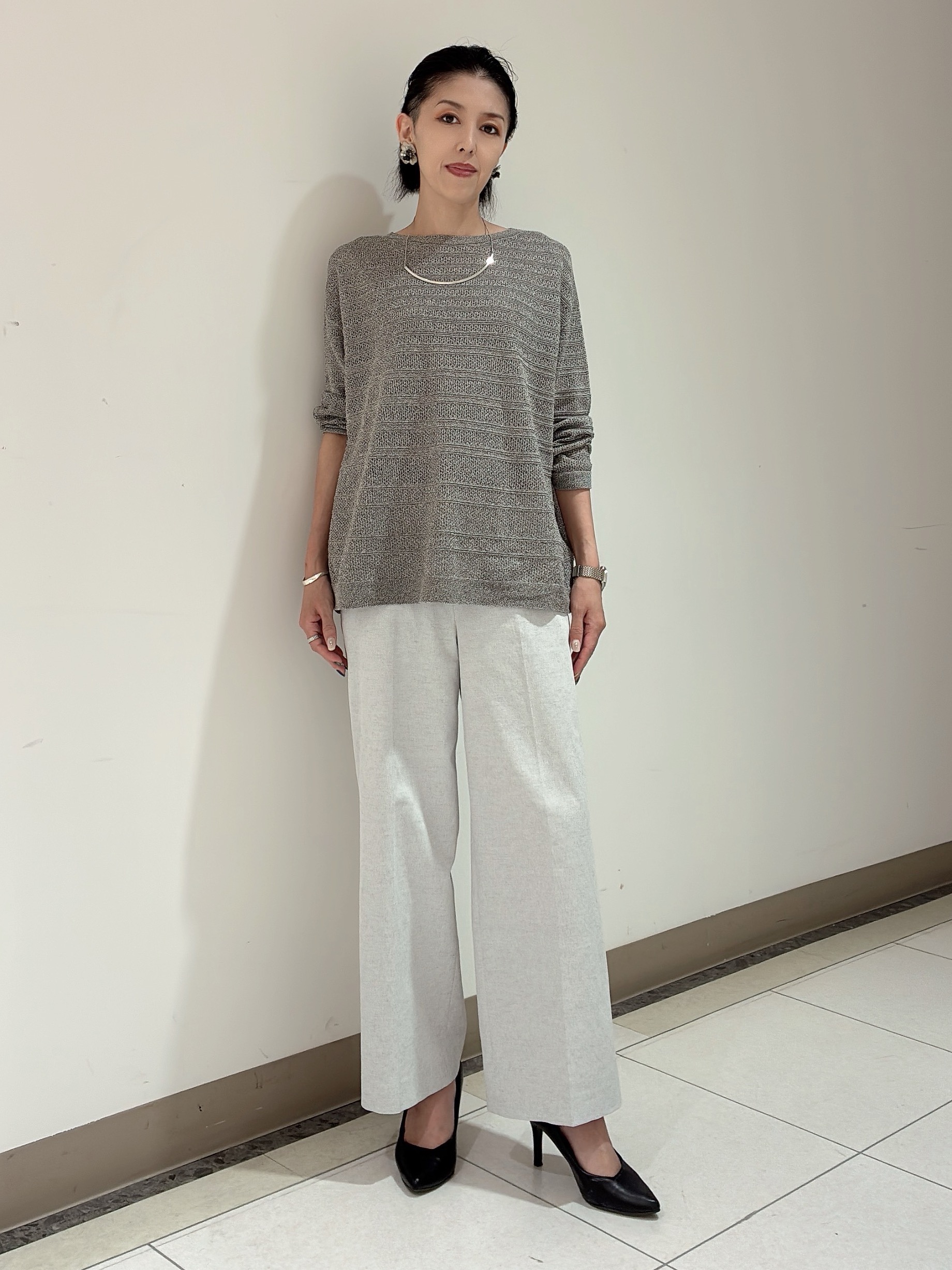 環さんの「UNTITLED｜【接触冷感/洗える/後ろウエストゴム】オックスワイドパンツ」を使ったコーディネート