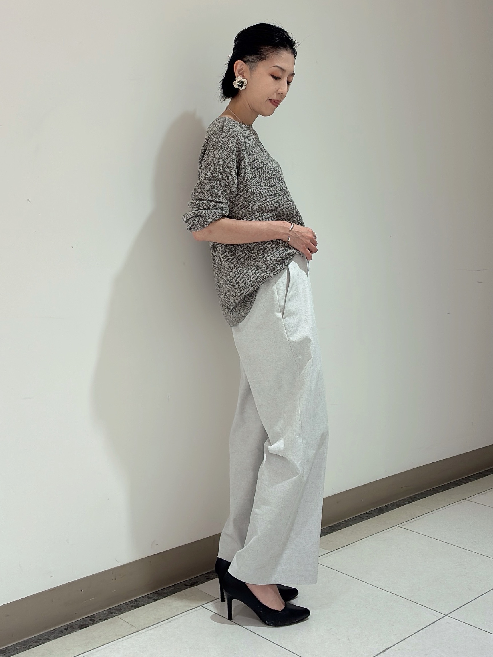環さんの「UNTITLED｜【接触冷感/洗える/後ろウエストゴム】オックスワイドパンツ」を使ったコーディネート