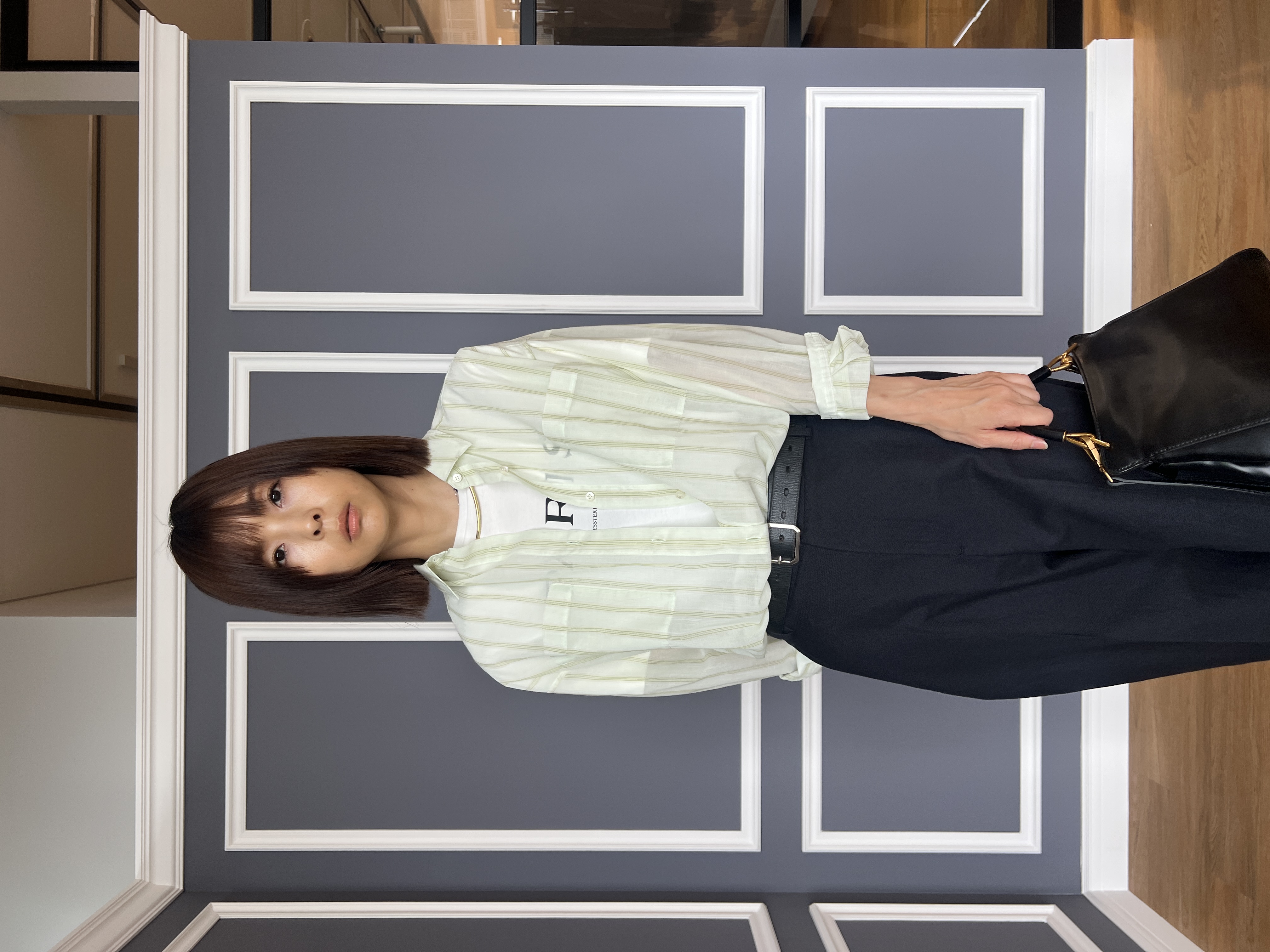 misaさんの「DRESSTERIOR｜シアー ストライプシャツ」を使ったコーディネート