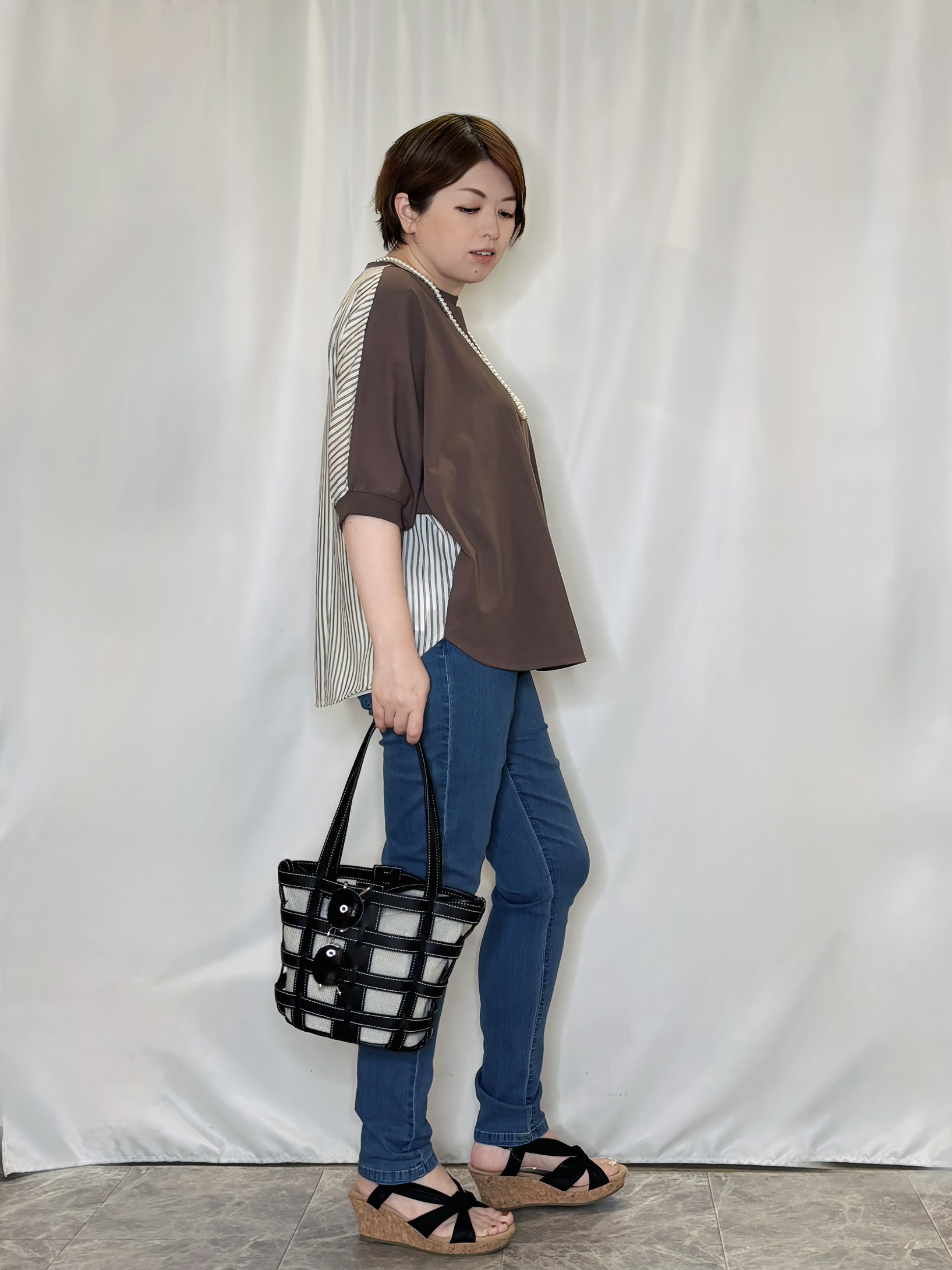 たみさんの「SHOO･LA･RUE｜【体型カバー/洗濯機可】二の腕隠れる 前後切替ドルマンTシャツ」を使ったコーディネート
