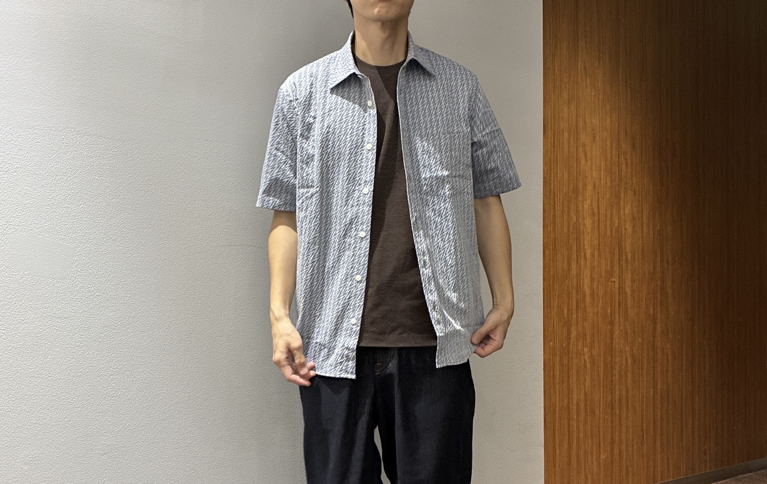 わいずみさんの「TAKEO KIKUCHI｜播州織り 千鳥 半袖シャツ」を使ったコーディネート