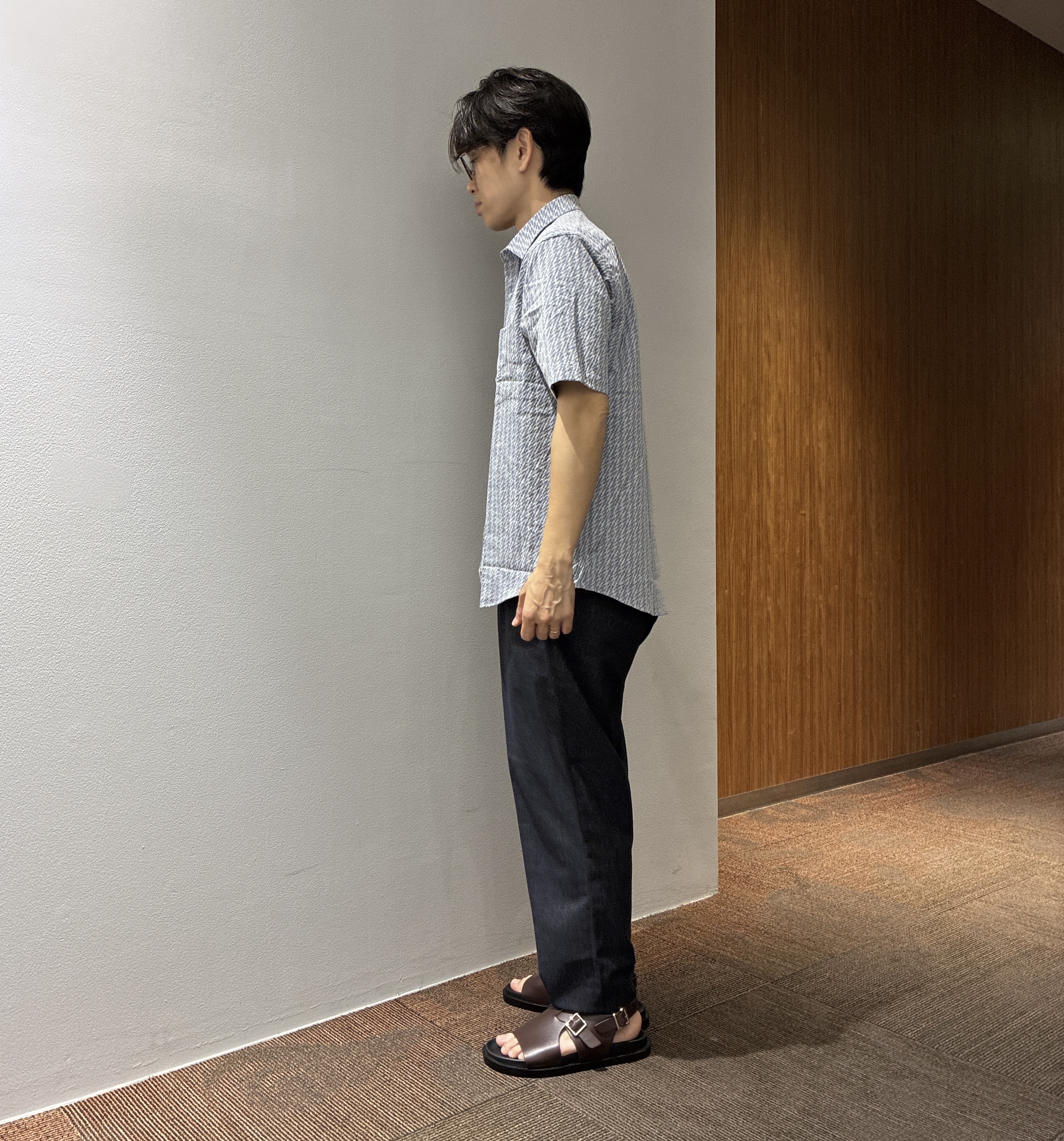 わいずみさんの「TAKEO KIKUCHI｜播州織り 千鳥 半袖シャツ」を使ったコーディネート