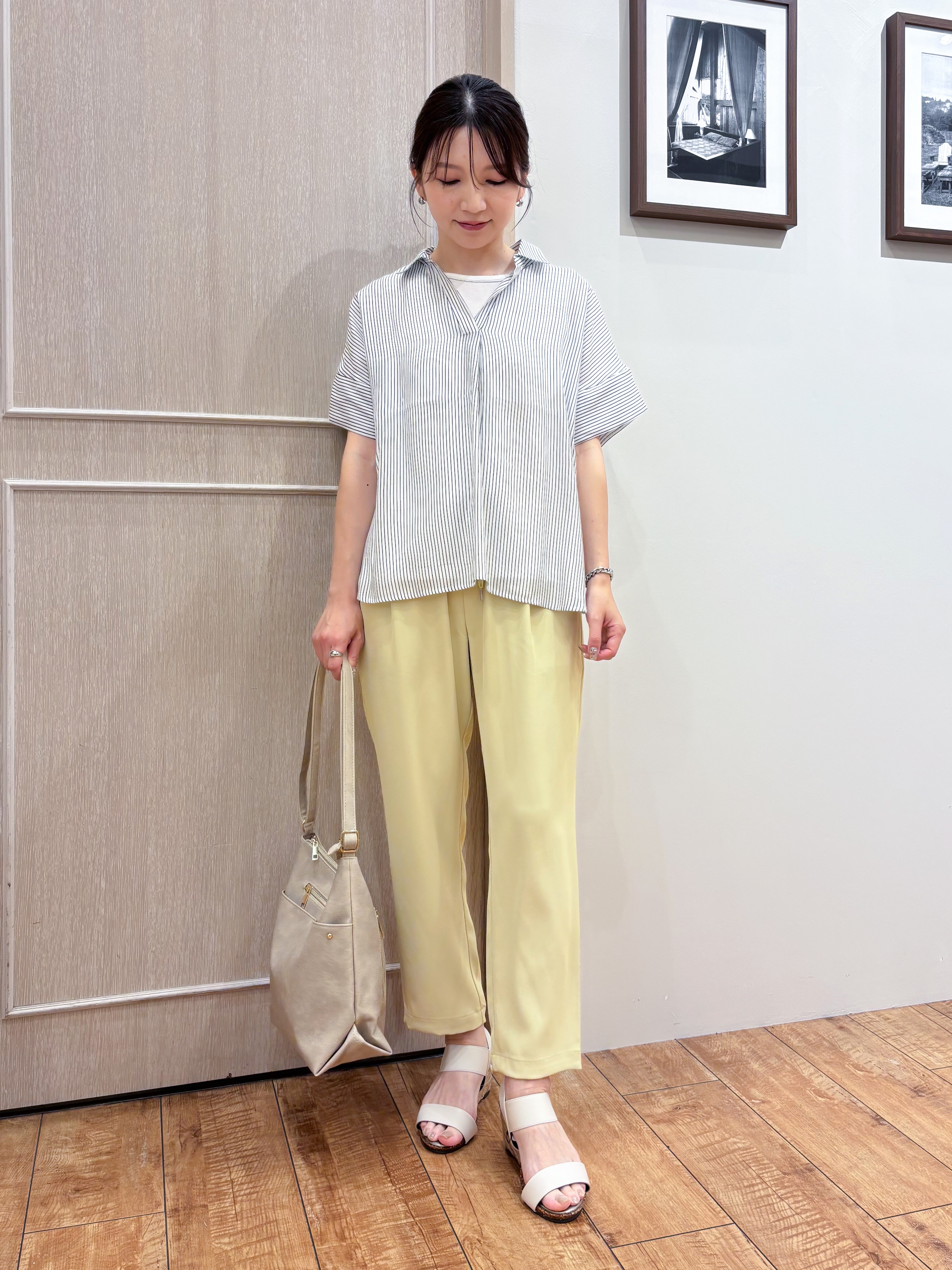 なみさんの「SHOO･LA･RUE｜【2点セット/S-LL/洗濯機可】時短でコーデ決まる スラブスキッパーシャツ＋タンクトップ」を使ったコーディネート