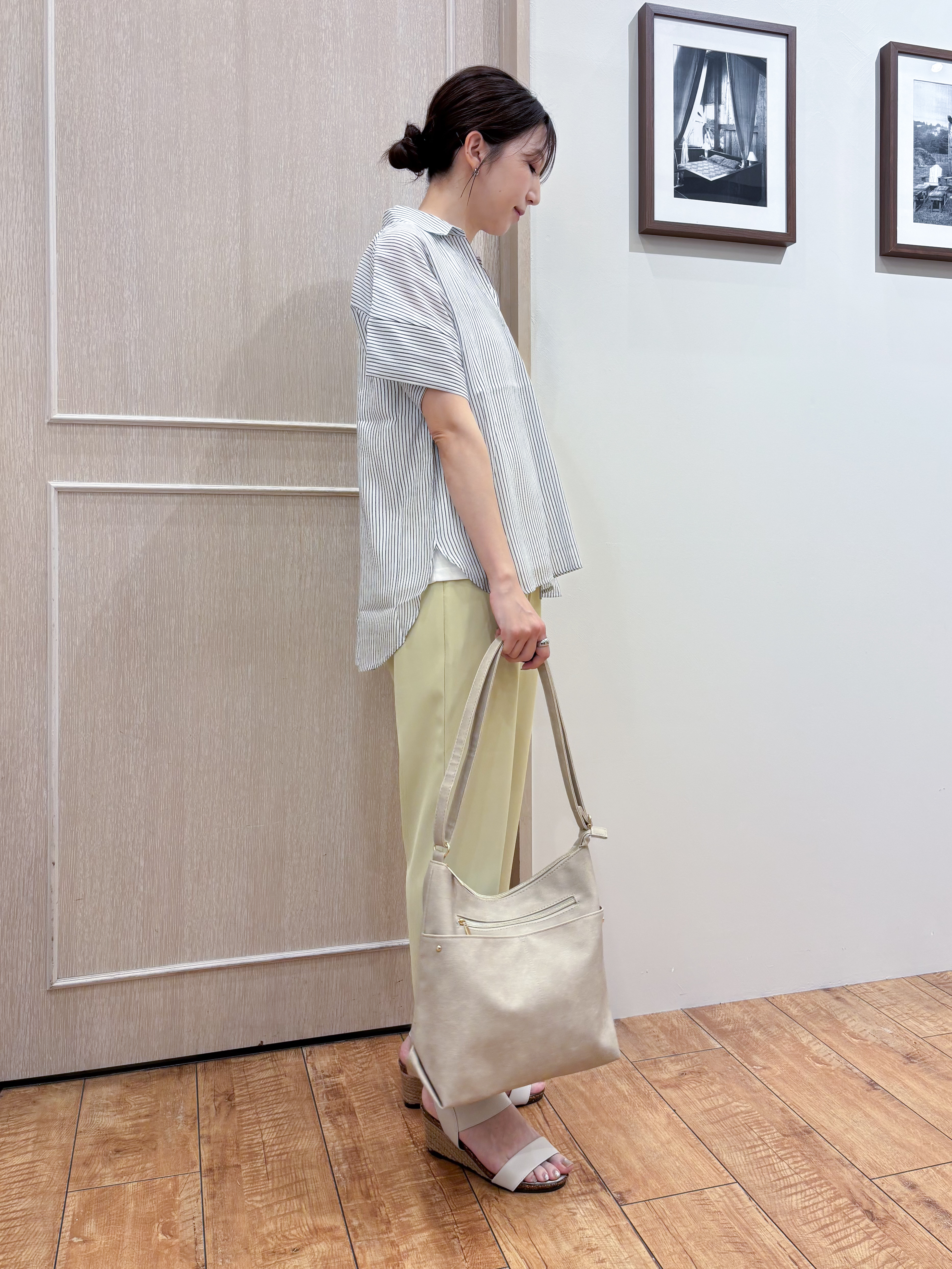 なみさんの「SHOO･LA･RUE｜【2点セット/S-LL/洗濯機可】時短でコーデ決まる スラブスキッパーシャツ＋タンクトップ」を使ったコーディネート