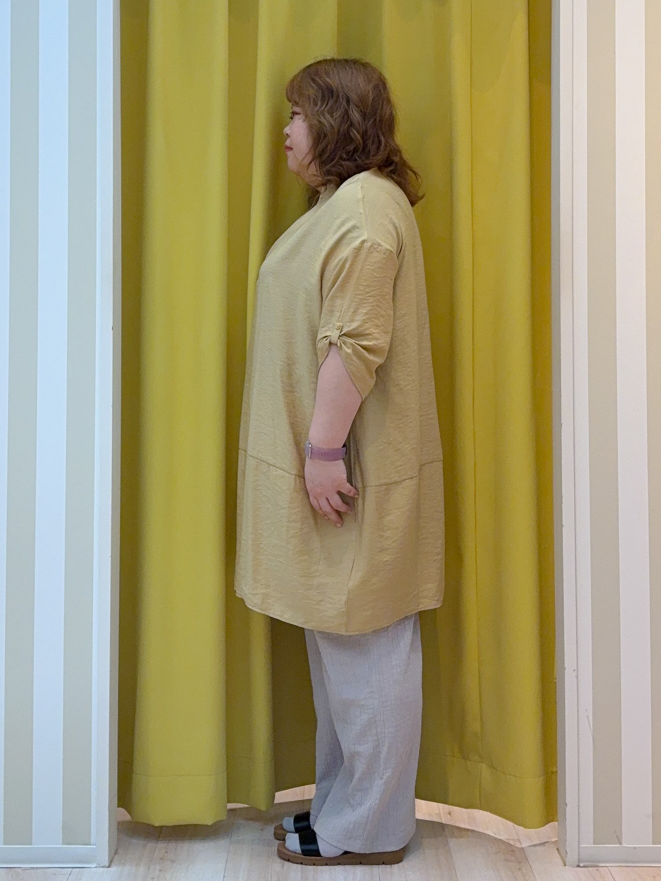 kotoさんさんの「SHOO･LA･RUE｜【S-LL/洗濯後しわになりにくい】ゆるっと体型カバー 7分袖コクーンチュニック」を使ったコーディネート
