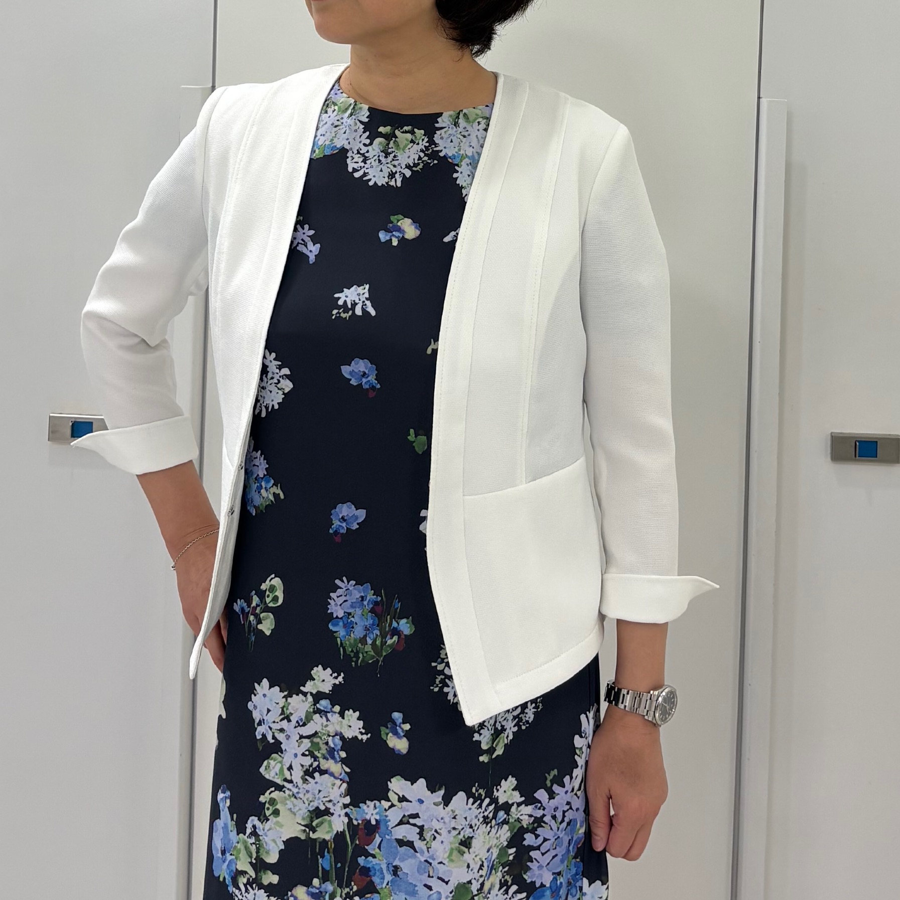 hIさんの「COUP DE CHANCE｜【袖シアー】花柄パフスリーブワンピース」を使ったコーディネート