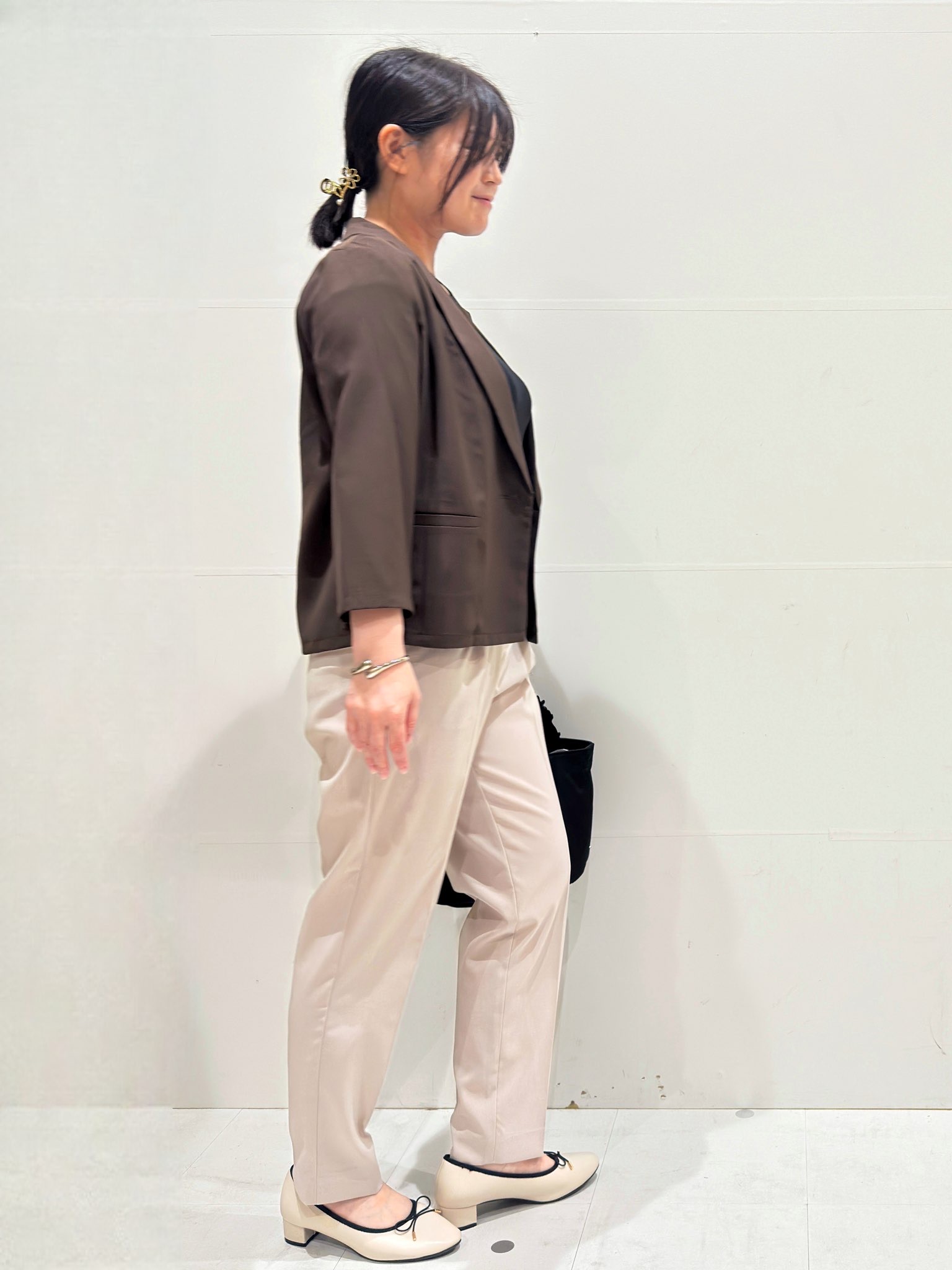 Minさんの「OPAQUE.CLIP｜【接触冷感／防シワ】ひんやり7分袖テーラードジャケット《洗濯機OK》」を使ったコーディネート