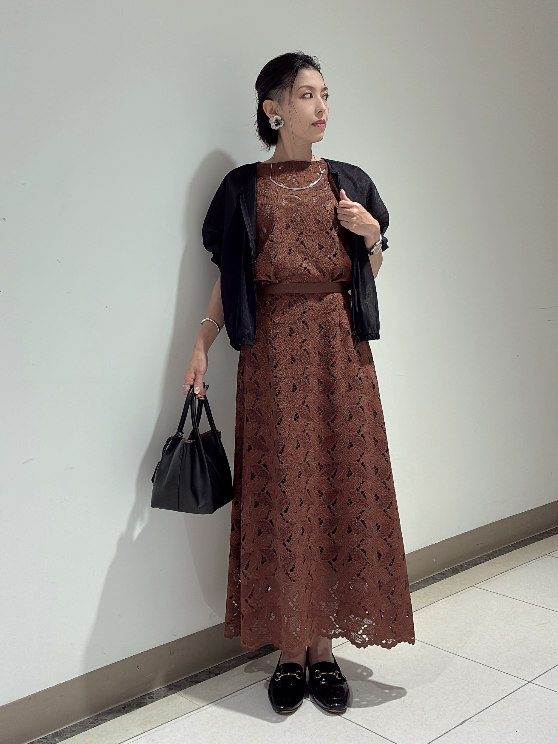環さんの「UNTITLED｜【秋羽織り/ジップ】トリコットシアーブラウス」を使ったコーディネート