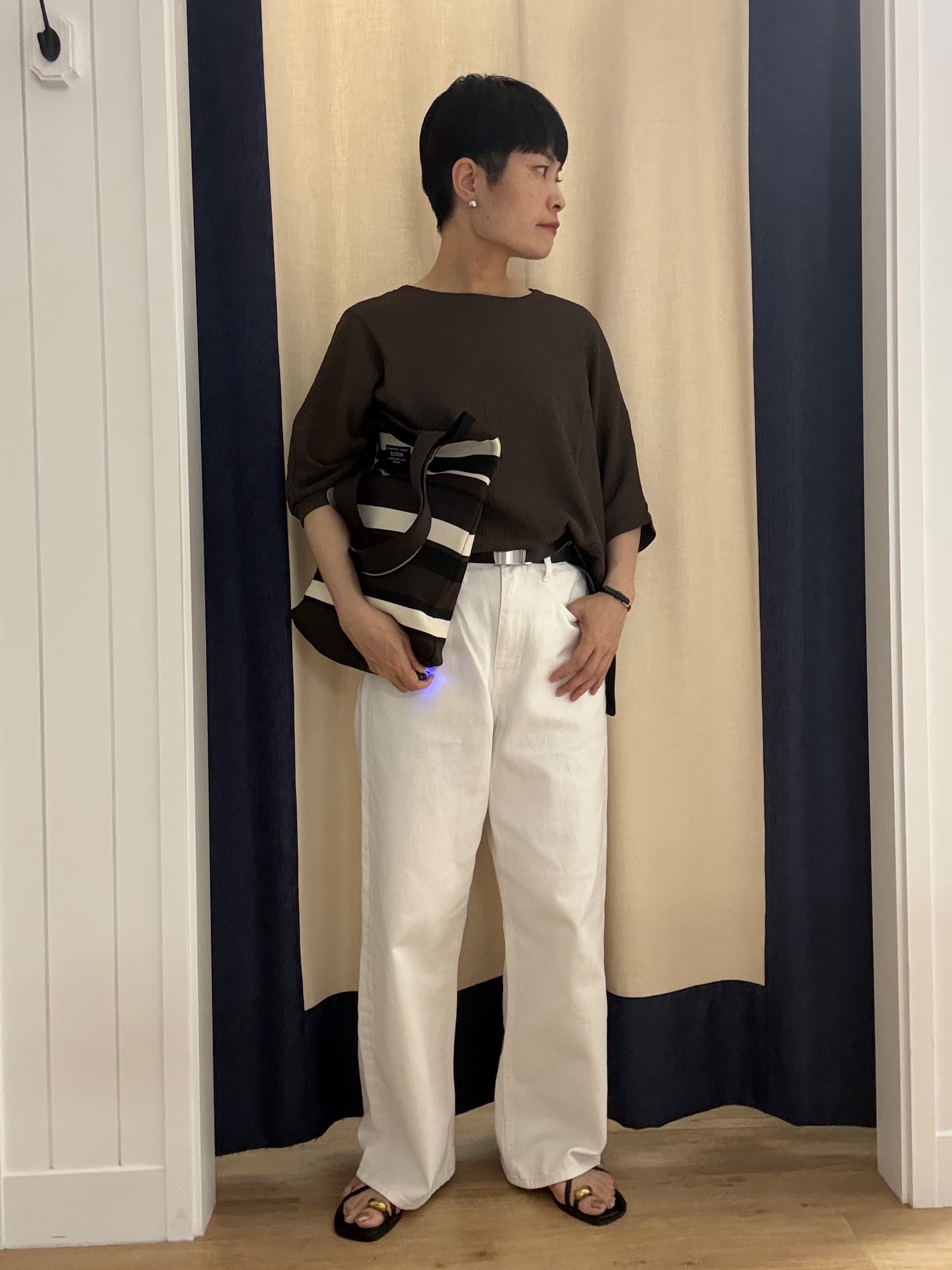 Suzuさんの「Dessin｜シュリンクジャージ カットソー」を使ったコーディネート