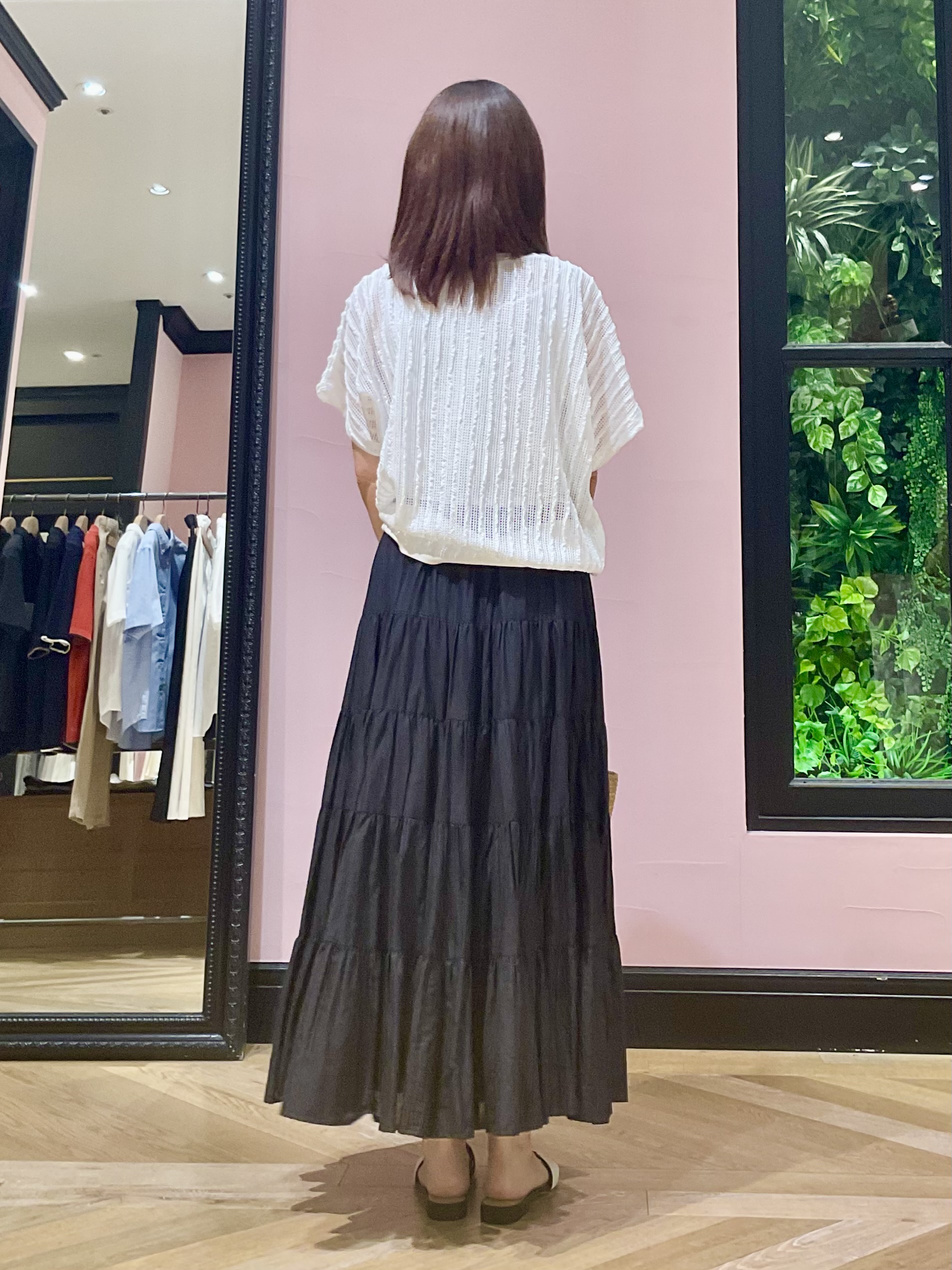 Hiwatashiさんの「DRESSTERIOR｜【体型カバー/日除け】ドルマンスリーブ シアーメッシュプルオーバー」を使ったコーディネート