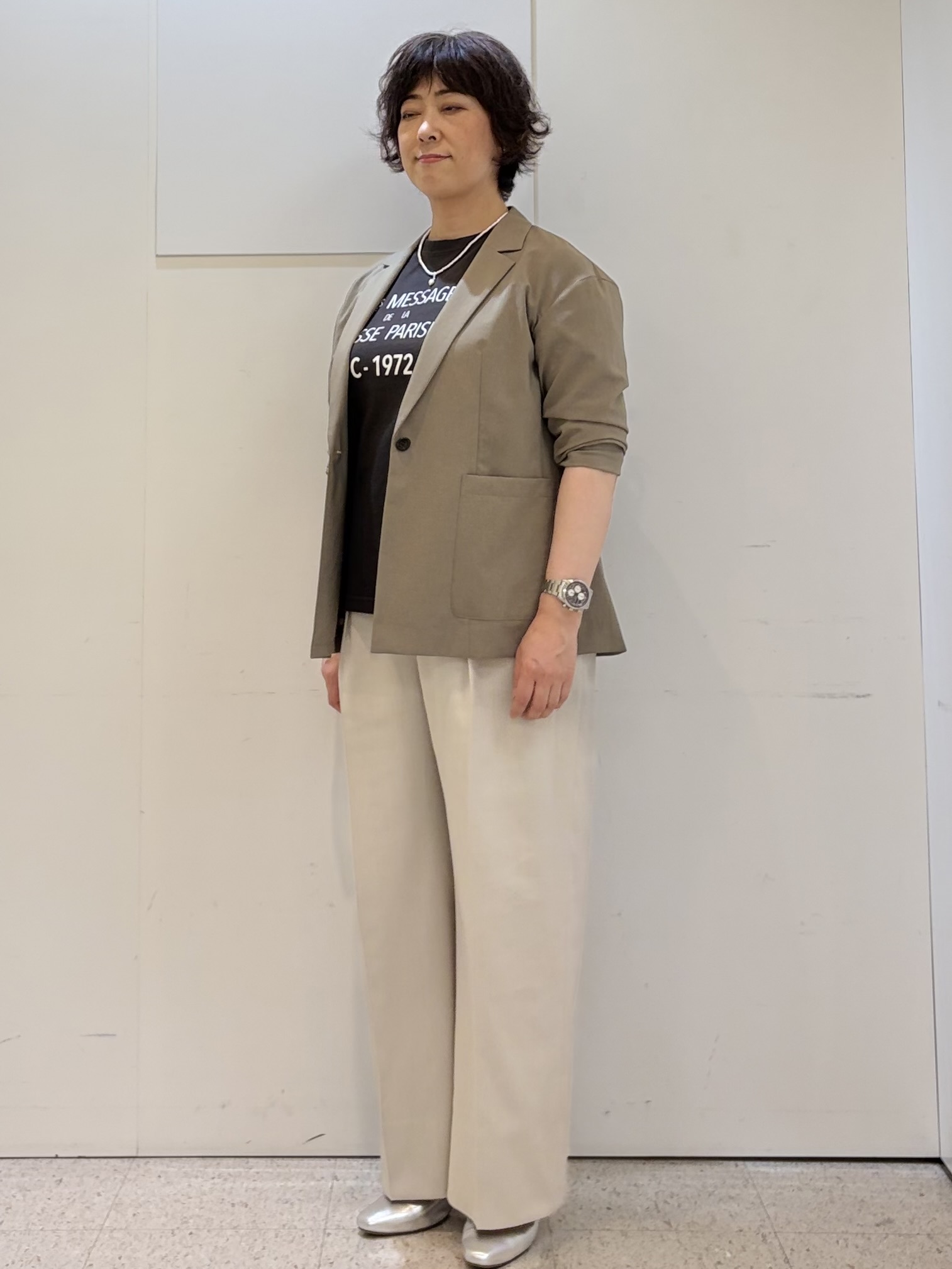 ヤスコさんの「Reflect｜【SS-4Lサイズ／接触冷感／シワになりにくい】リラクシーテーラードジャケット」を使ったコーディネート