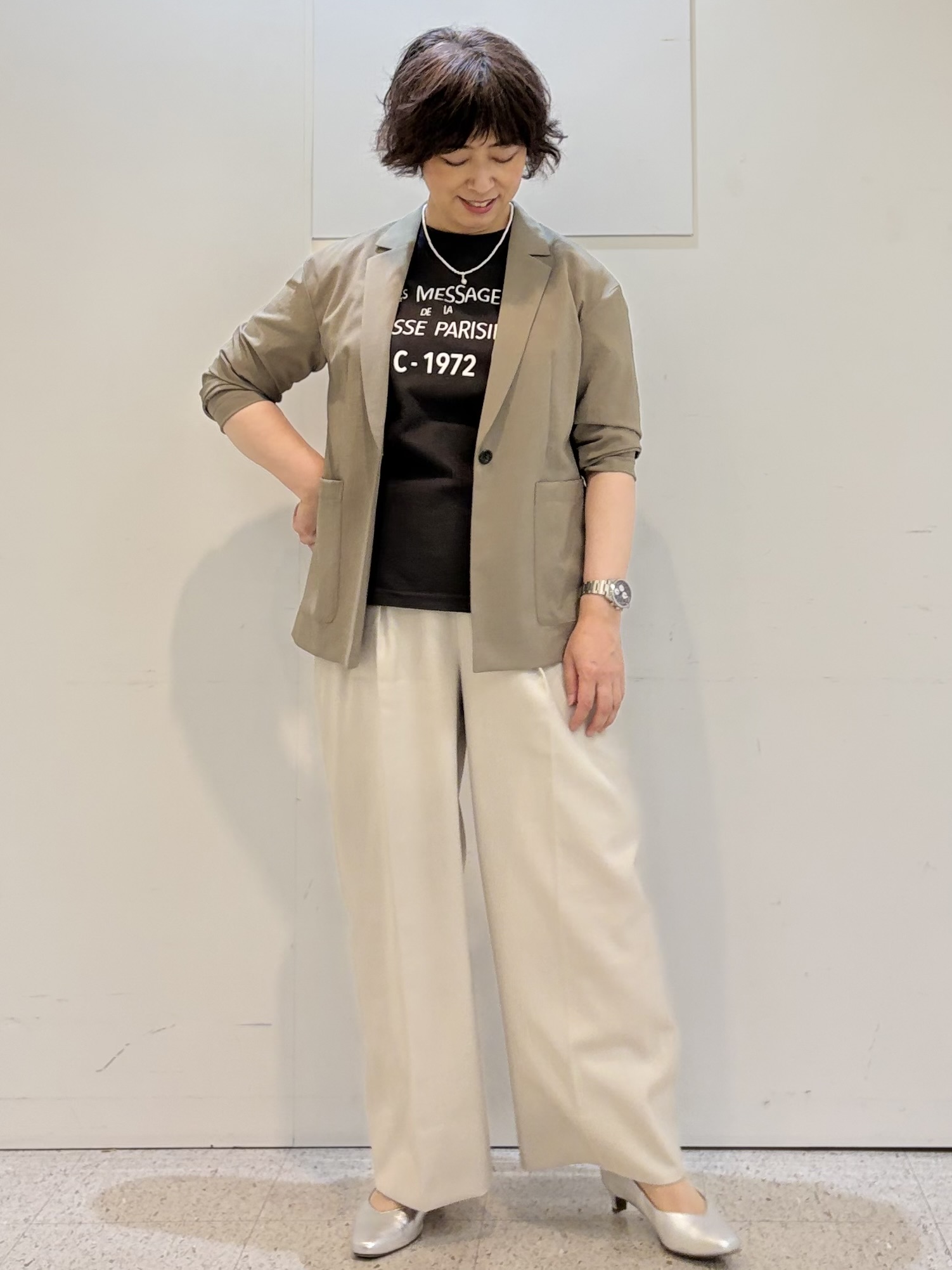 ヤスコさんの「Reflect｜【SS-4Lサイズ／接触冷感／シワになりにくい】リラクシーテーラードジャケット」を使ったコーディネート