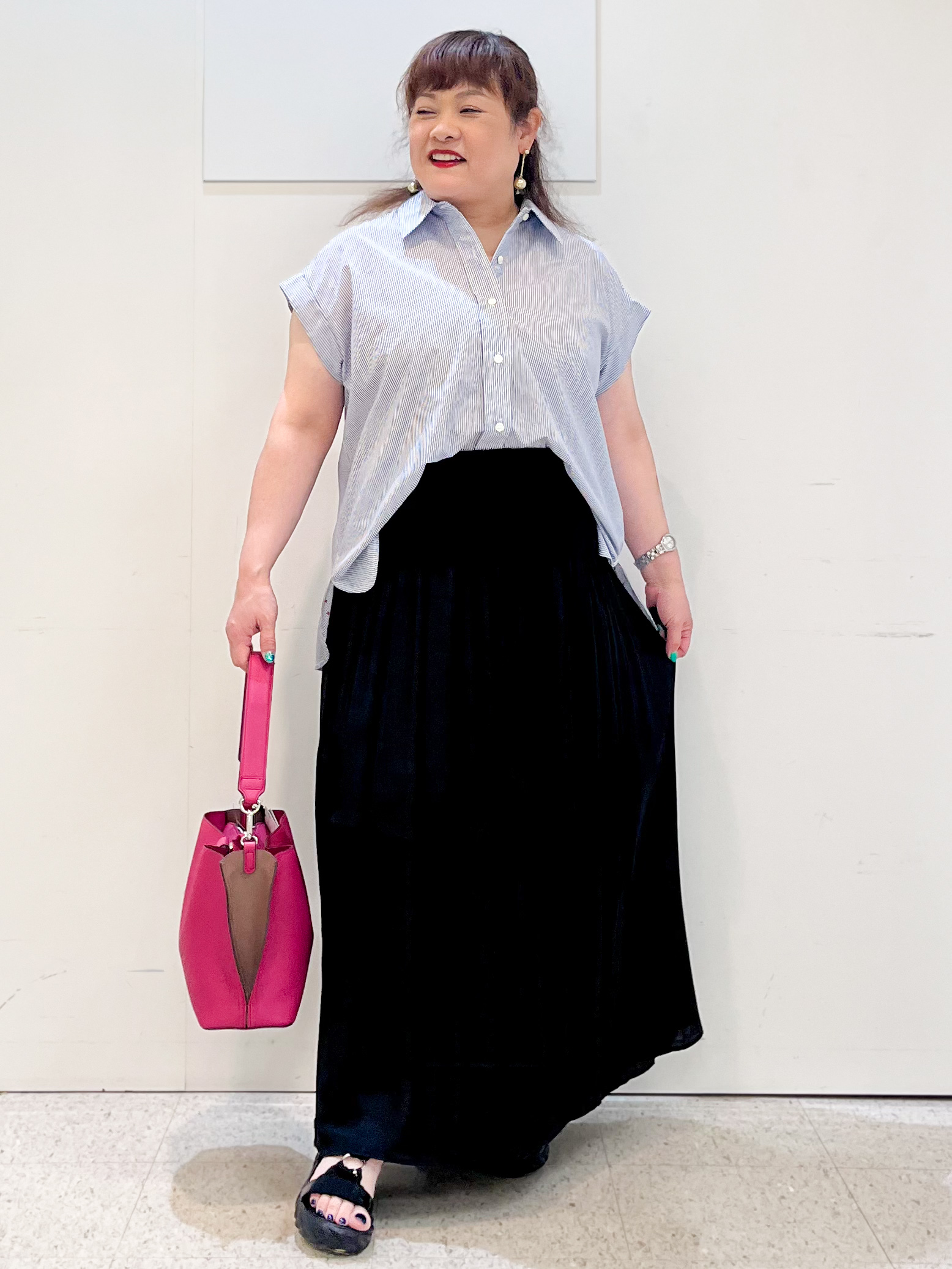 kimmyさんの「Reflect｜【接触冷感】フレンチスリーブシャツブラウス」を使ったコーディネート