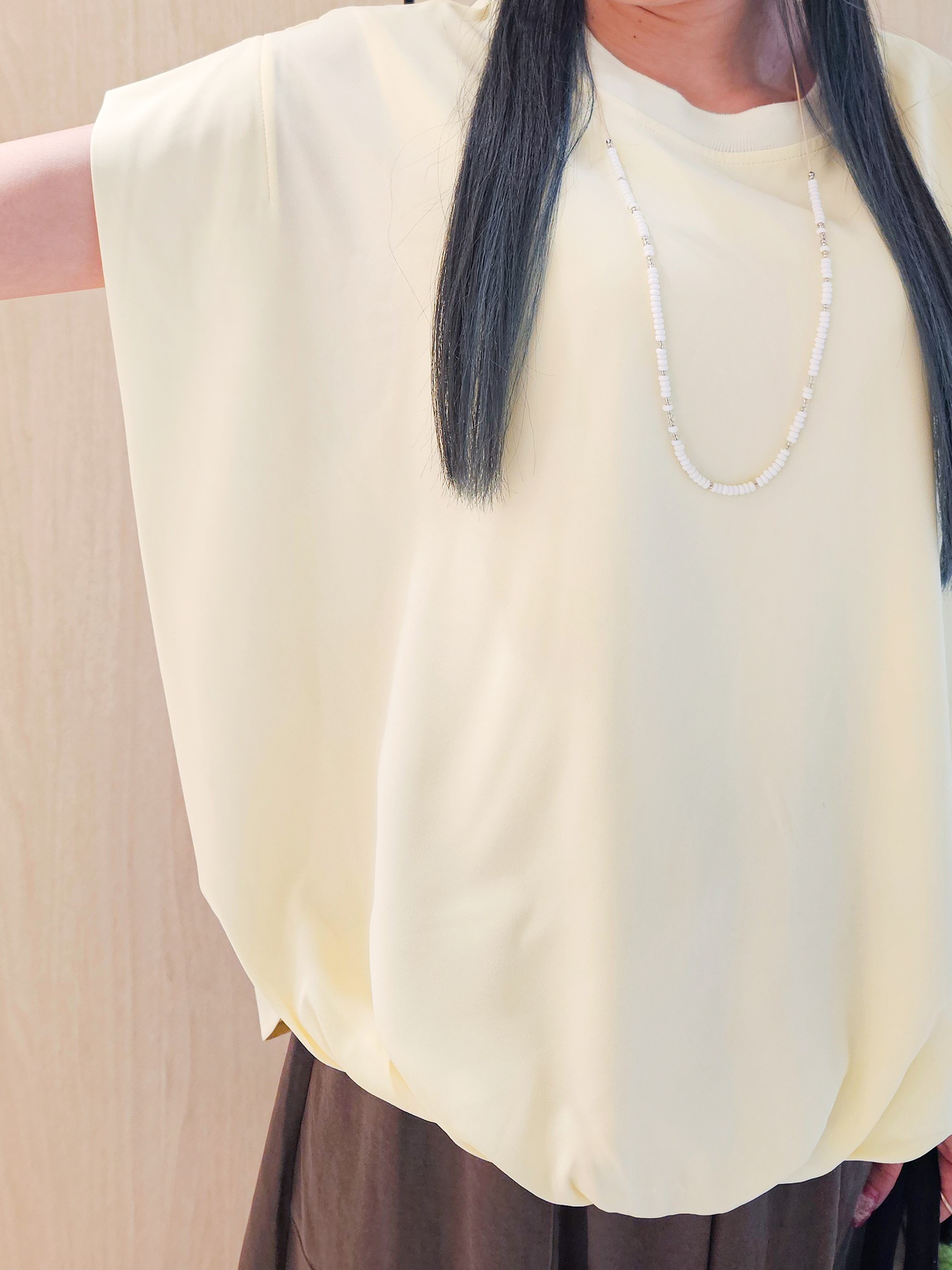 ゆゆさんの「SHOO･LA･RUE｜【洗濯機可/体型カバー】インしてる風 ふんわり裾バルーントップス」を使ったコーディネート