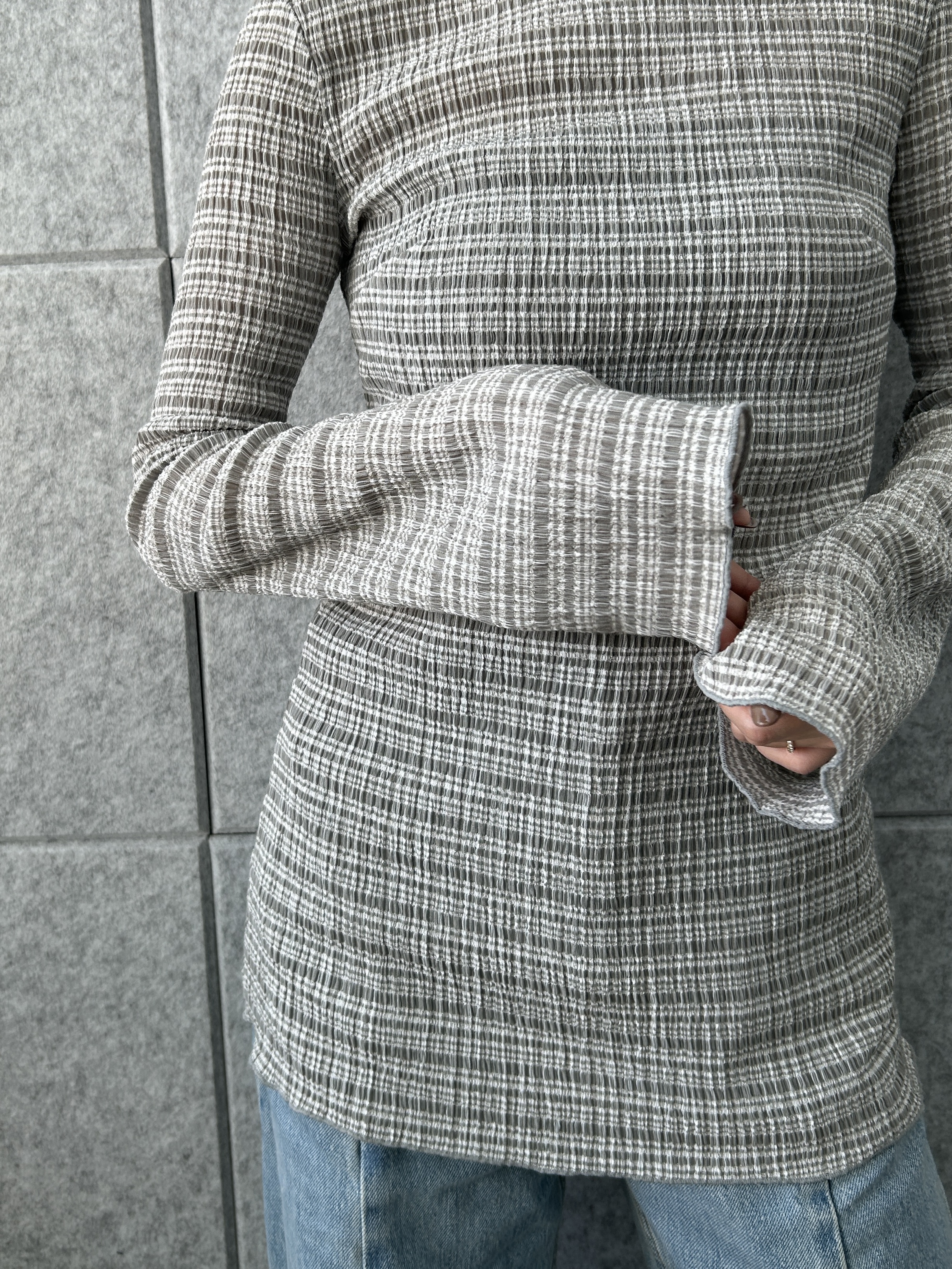 harunaさんの「CODE A｜open back check tunic」を使ったコーディネート