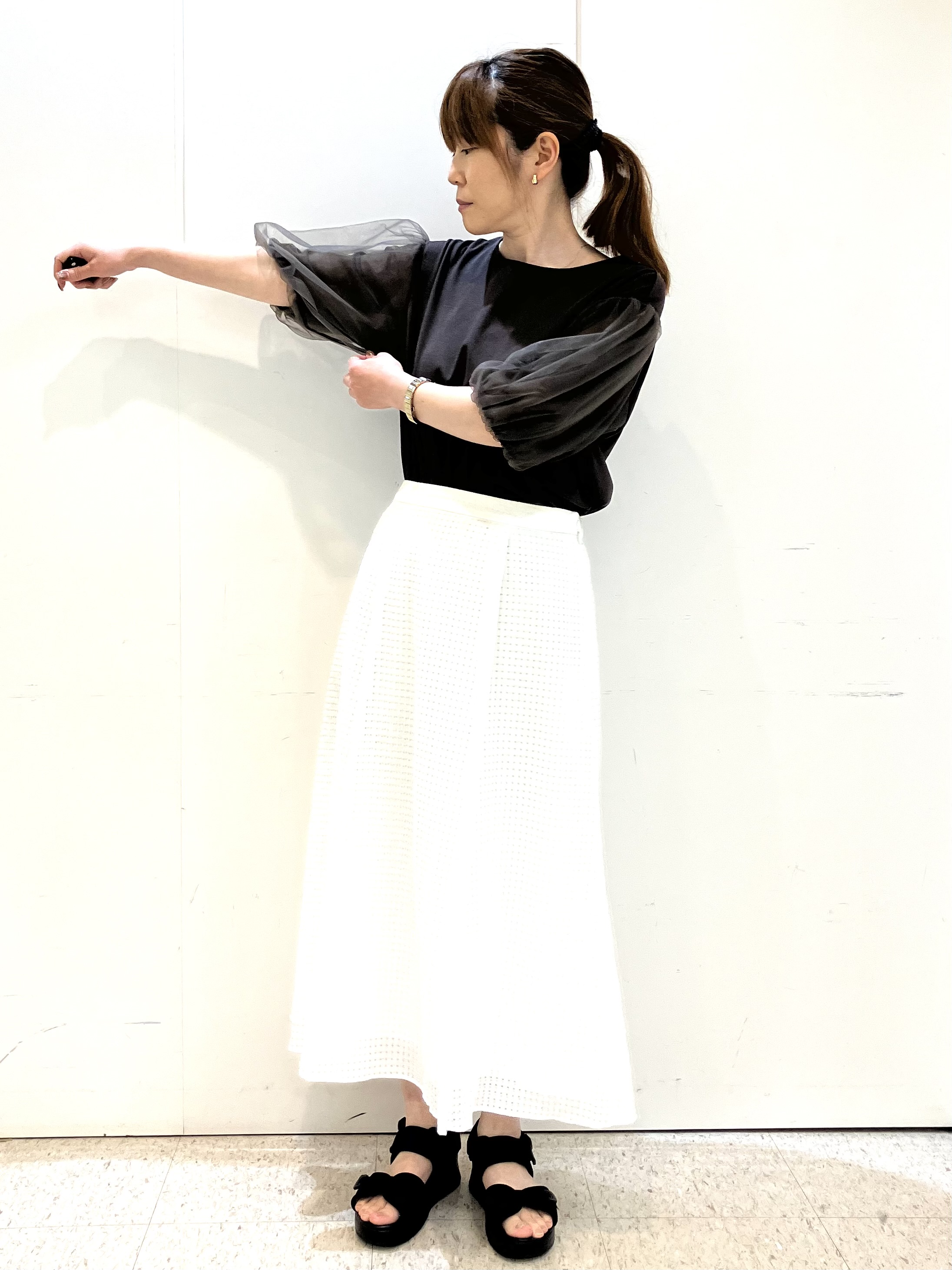 kozuさんの「Reflect｜【UVカット／接触冷感／吸水速乾】チュールスリーブプルオーバー」を使ったコーディネート