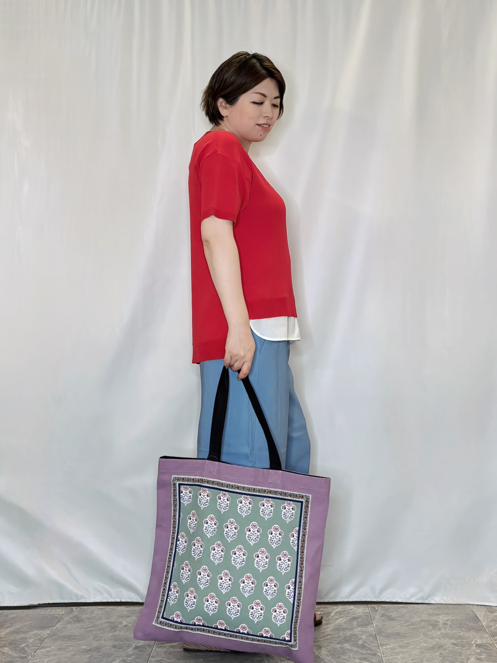 たみさんの「SHOO･LA･RUE｜【UV/洗濯機可/S-LL】毛玉になりにくい シャツレイヤード風でこなれ見え 半袖ニット」を使ったコーディネート