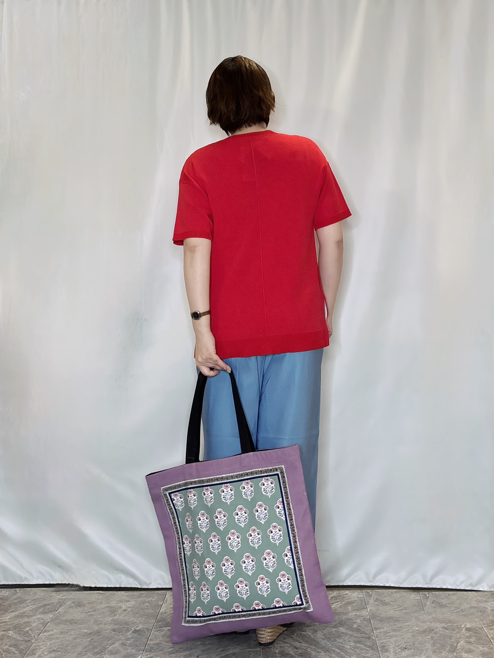 たみさんの「SHOO･LA･RUE｜【UV/洗濯機可/S-LL】毛玉になりにくい シャツレイヤード風でこなれ見え 半袖ニット」を使ったコーディネート