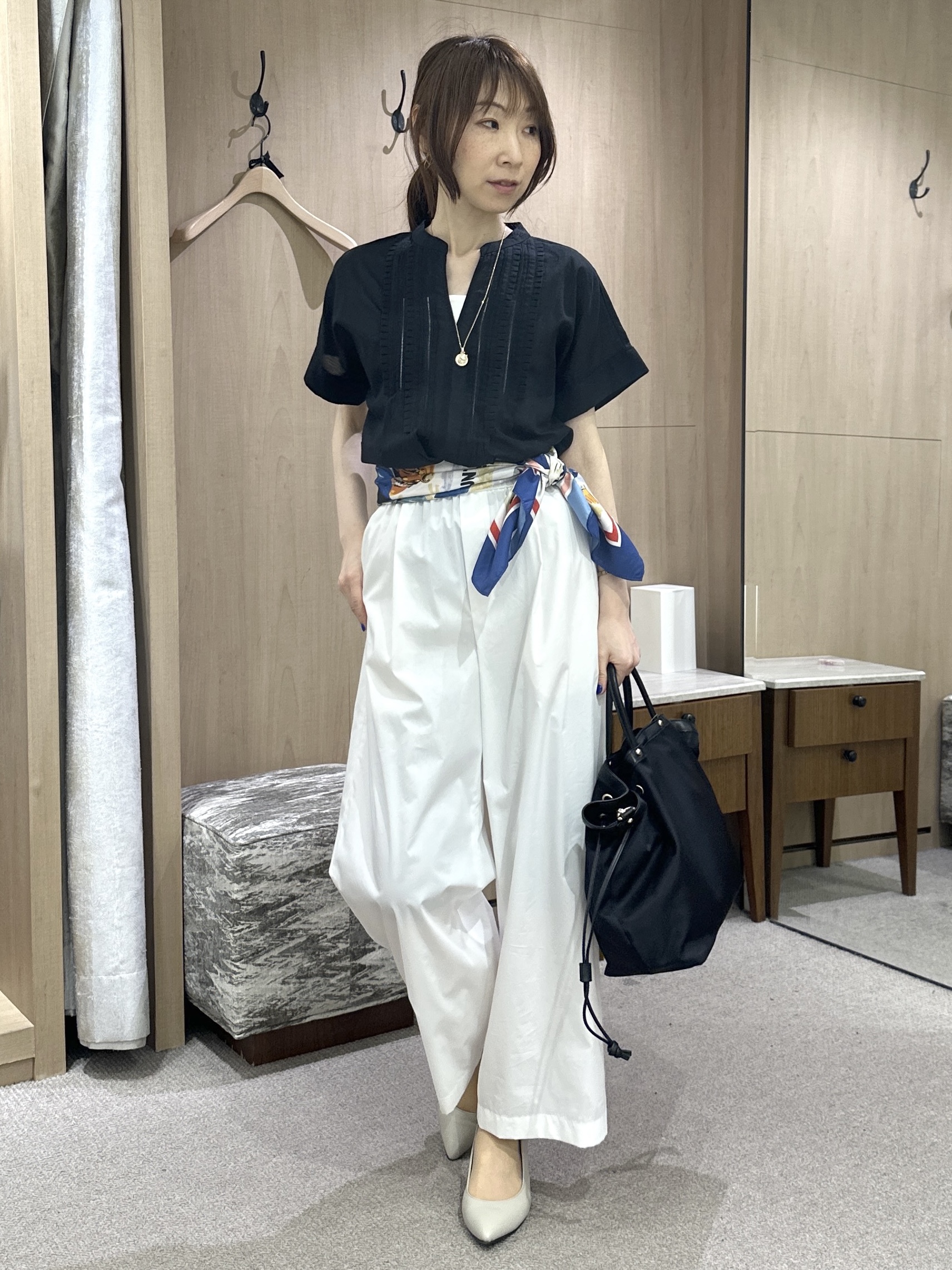 Miwaさんの「UNTITLED｜【接触冷感/吸水速乾/UVカット】ドルマンスリーブシャツ」を使ったコーディネート