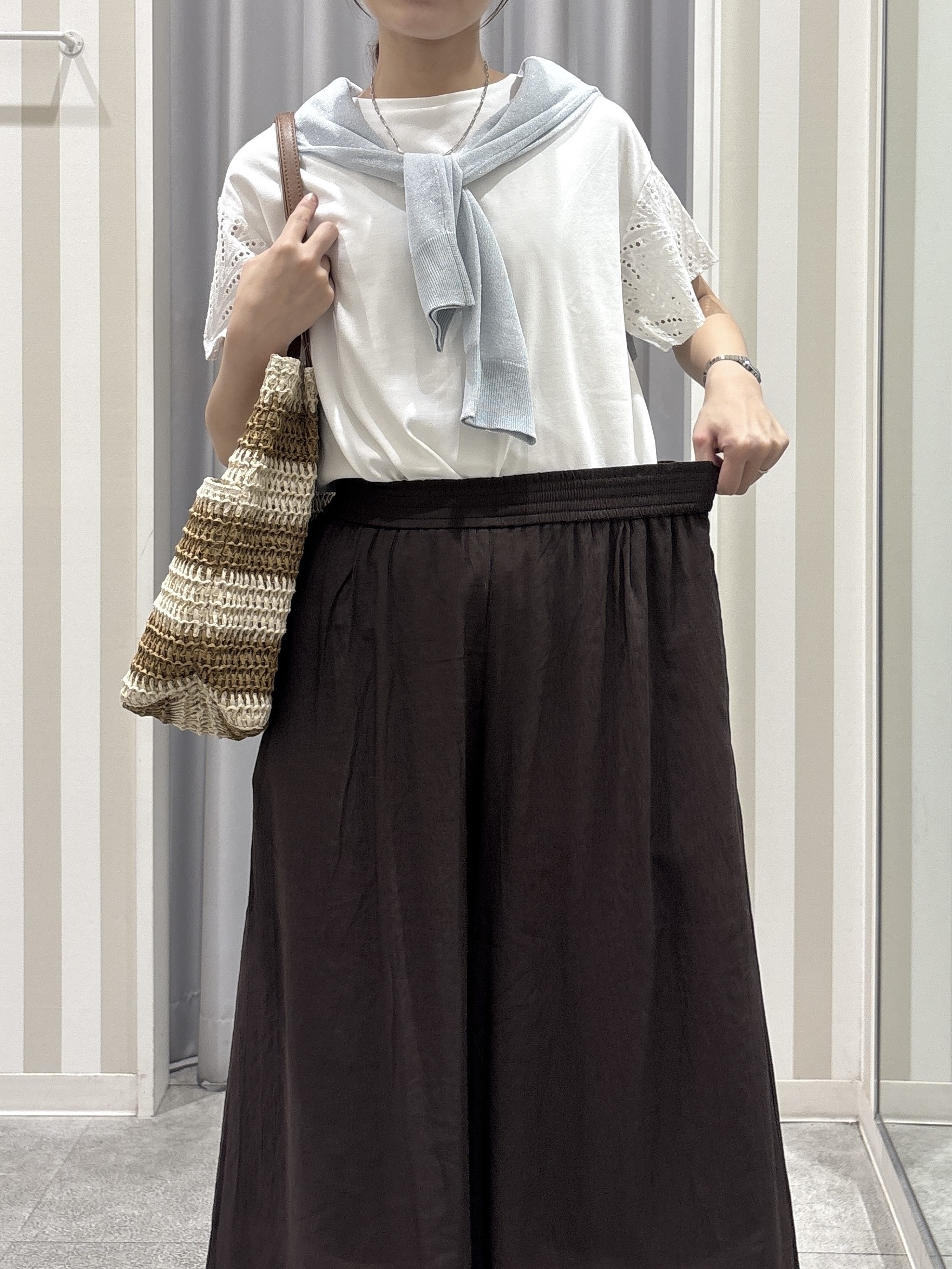 Rikaさんの「SHOO･LA･RUE｜【通気性〇/洗濯機可/S-LL】シアーラメカーディガン」を使ったコーディネート