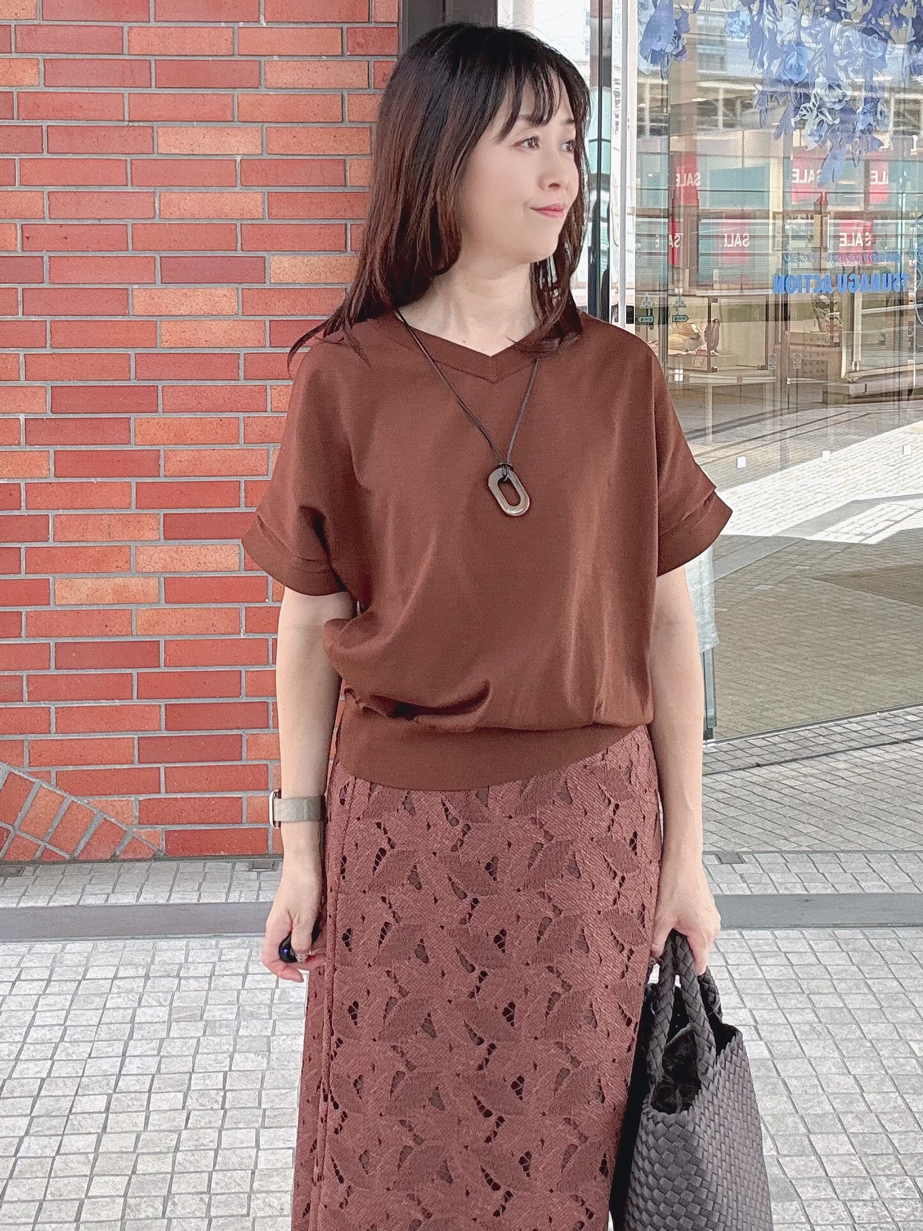 makiさんの「UNTITLED｜【肌に張りつきにくい/前後2WAY】ドライタッチコットンプルオーバー」を使ったコーディネート