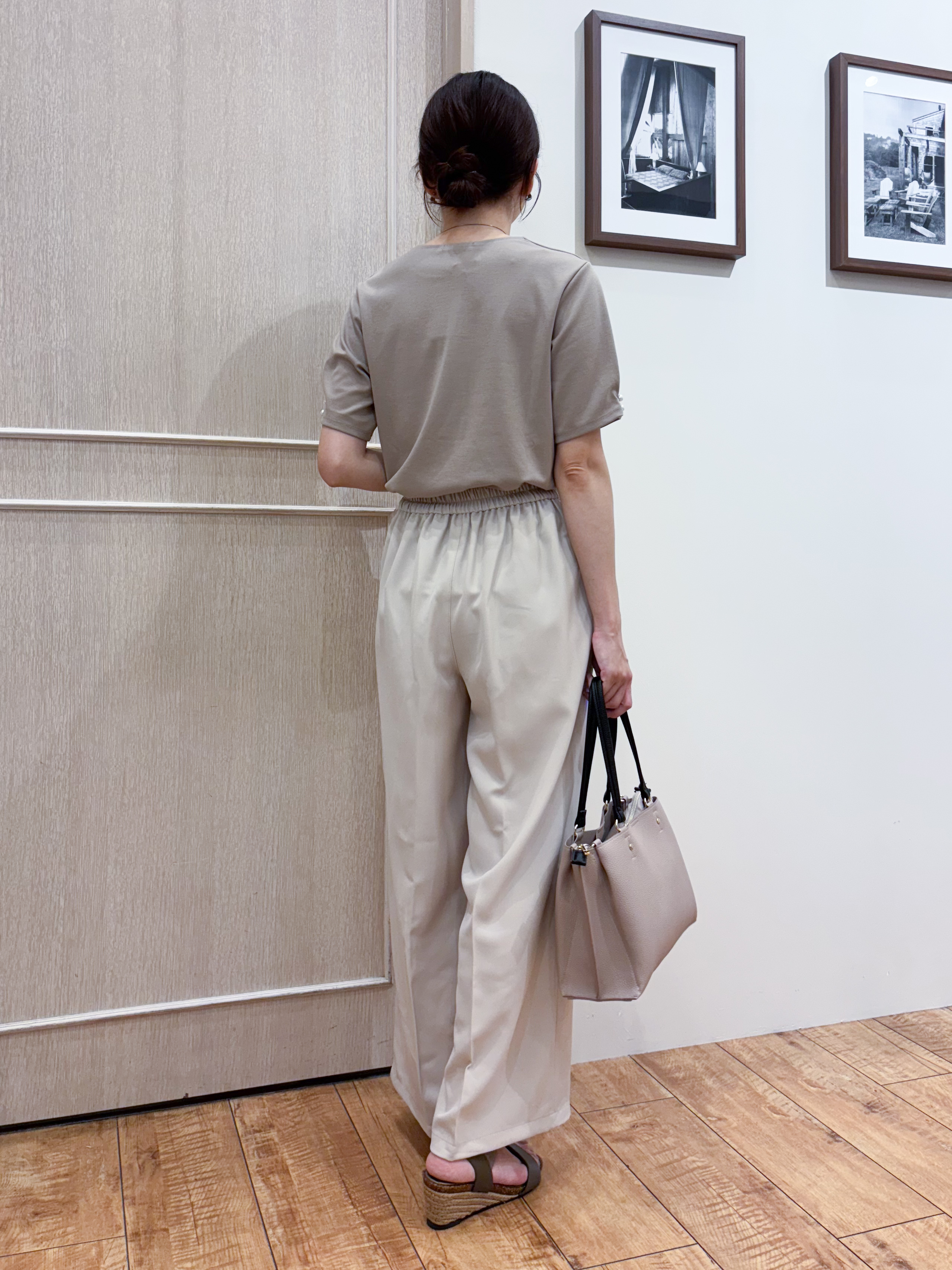 なみさんの「SHOO･LA･RUE｜【2点セット/洗濯機可/S-LL】ネックレス付き お袖パールブラウス」を使ったコーディネート