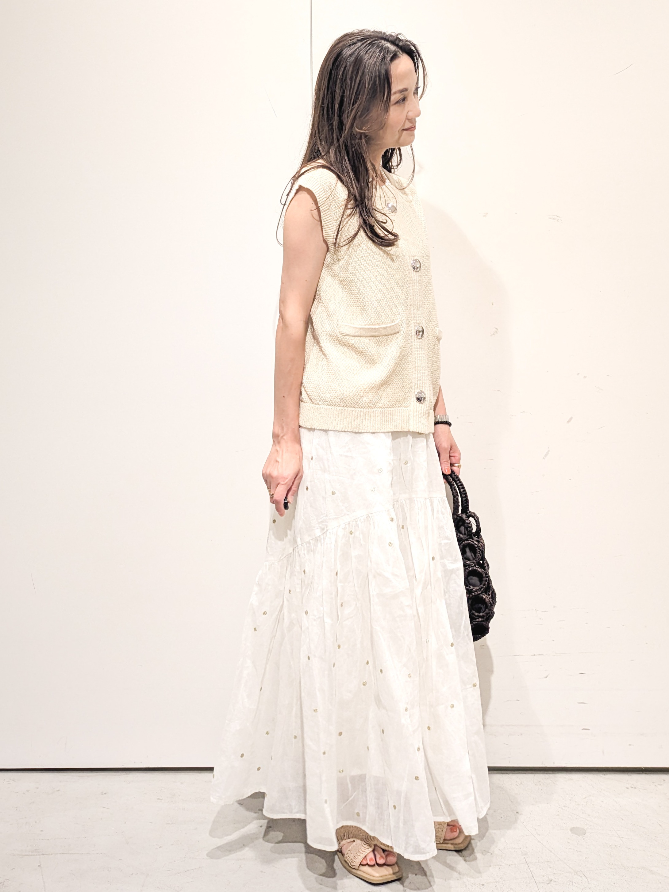 machiさんの「OPAQUE.CLIP｜メッシュニットベスト【洗濯機OK】」を使ったコーディネート