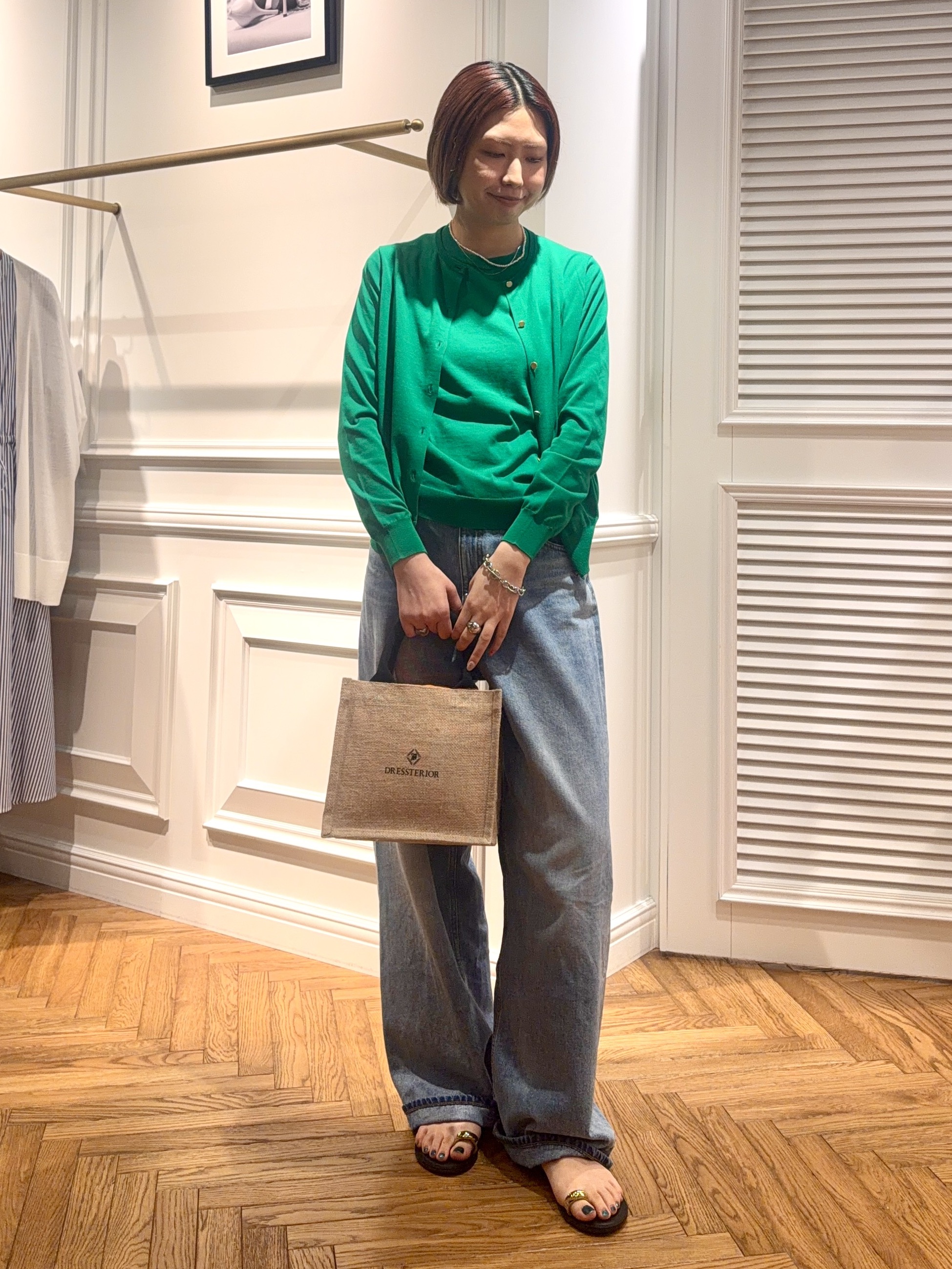 renaさんの「DRESSTERIOR｜【ウォッシャブル】コットンシルクフレンチスリーブニット」を使ったコーディネート