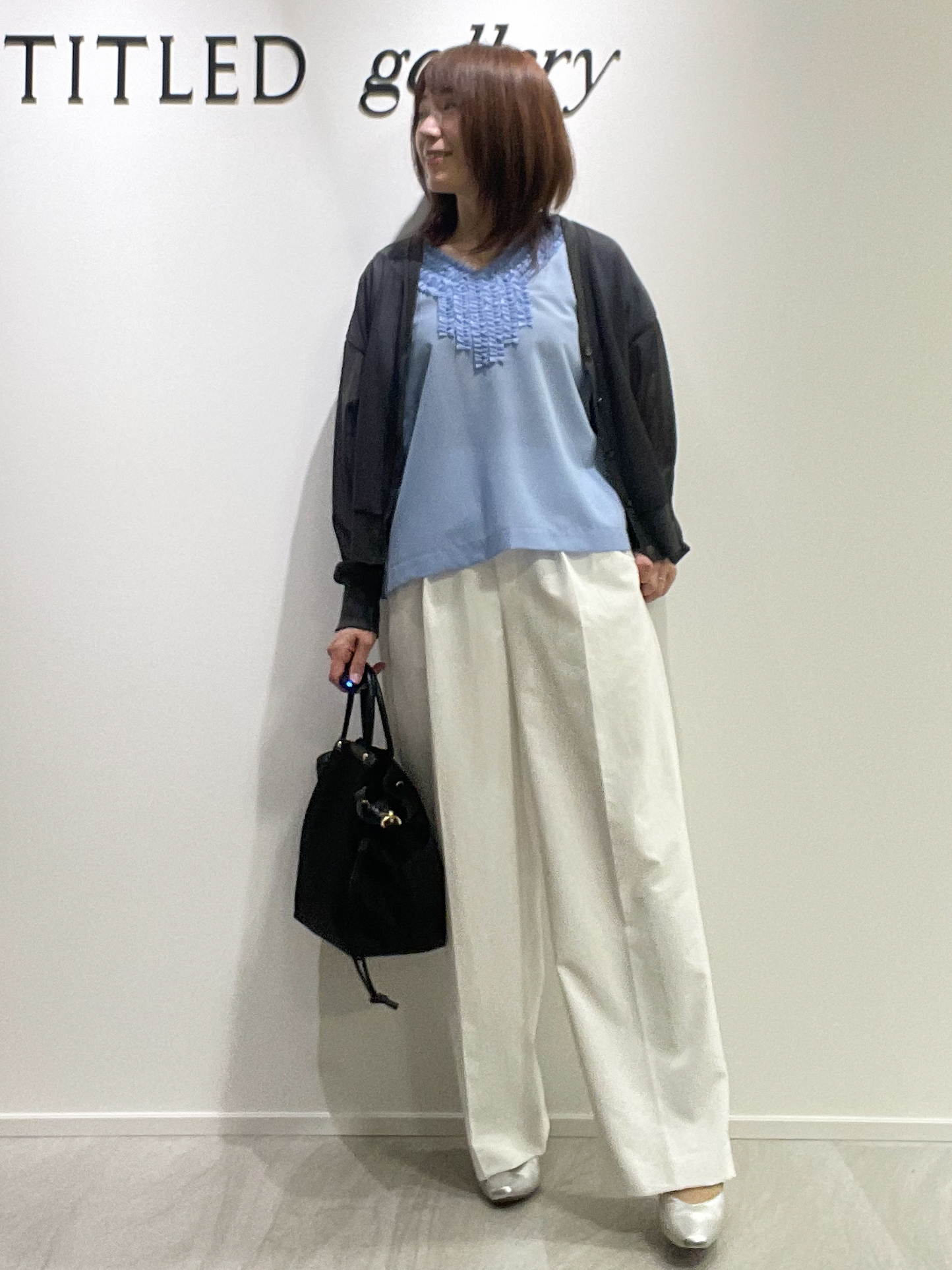 めいさんの「UNTITLED｜【7色展開/ゆったり/ショート丈】シアートリコットカーディガン」を使ったコーディネート