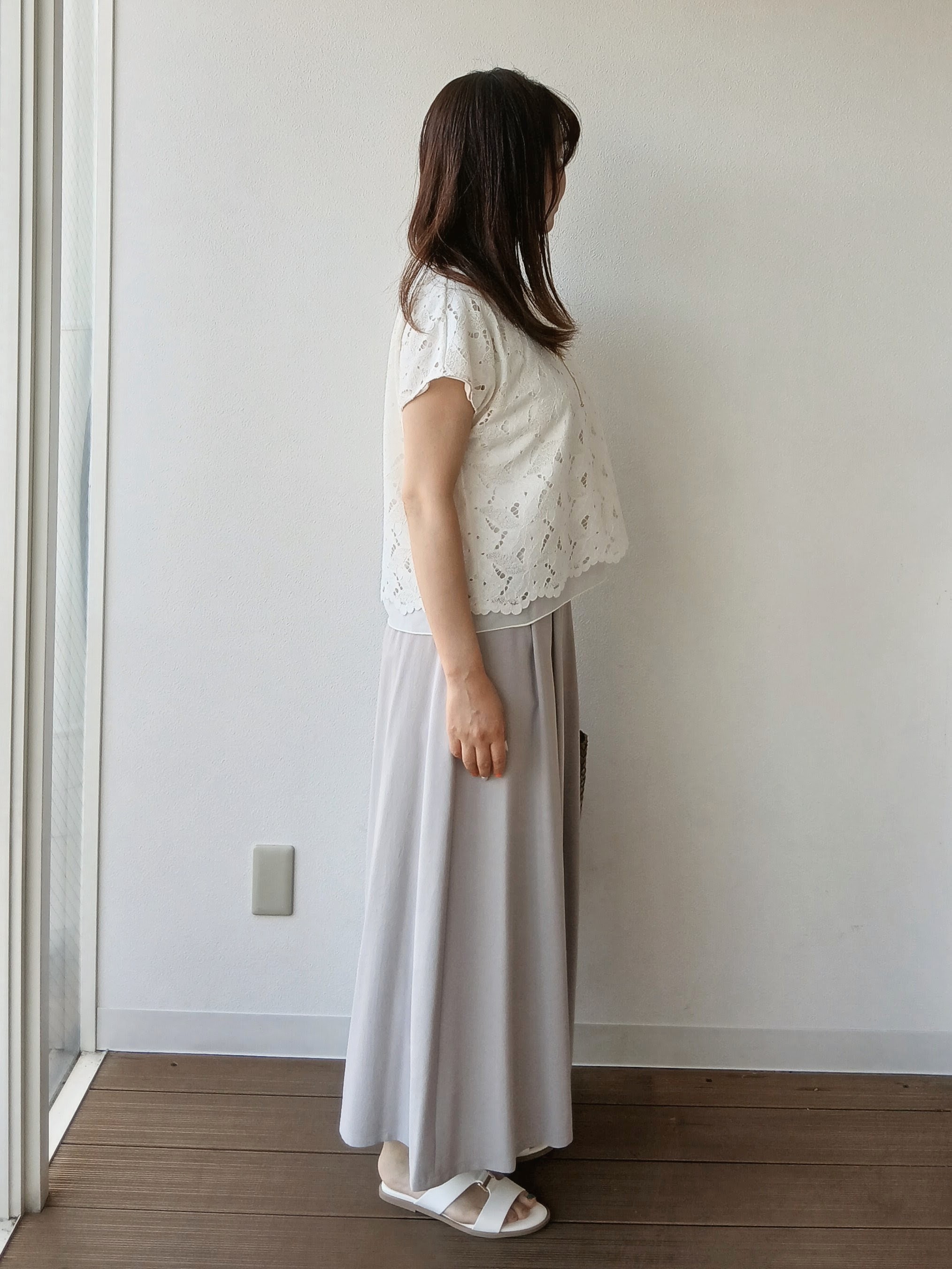 なみきさんの「UNTITLED｜【セットアップ可/品のある透け感】リーフレースブラウス」を使ったコーディネート