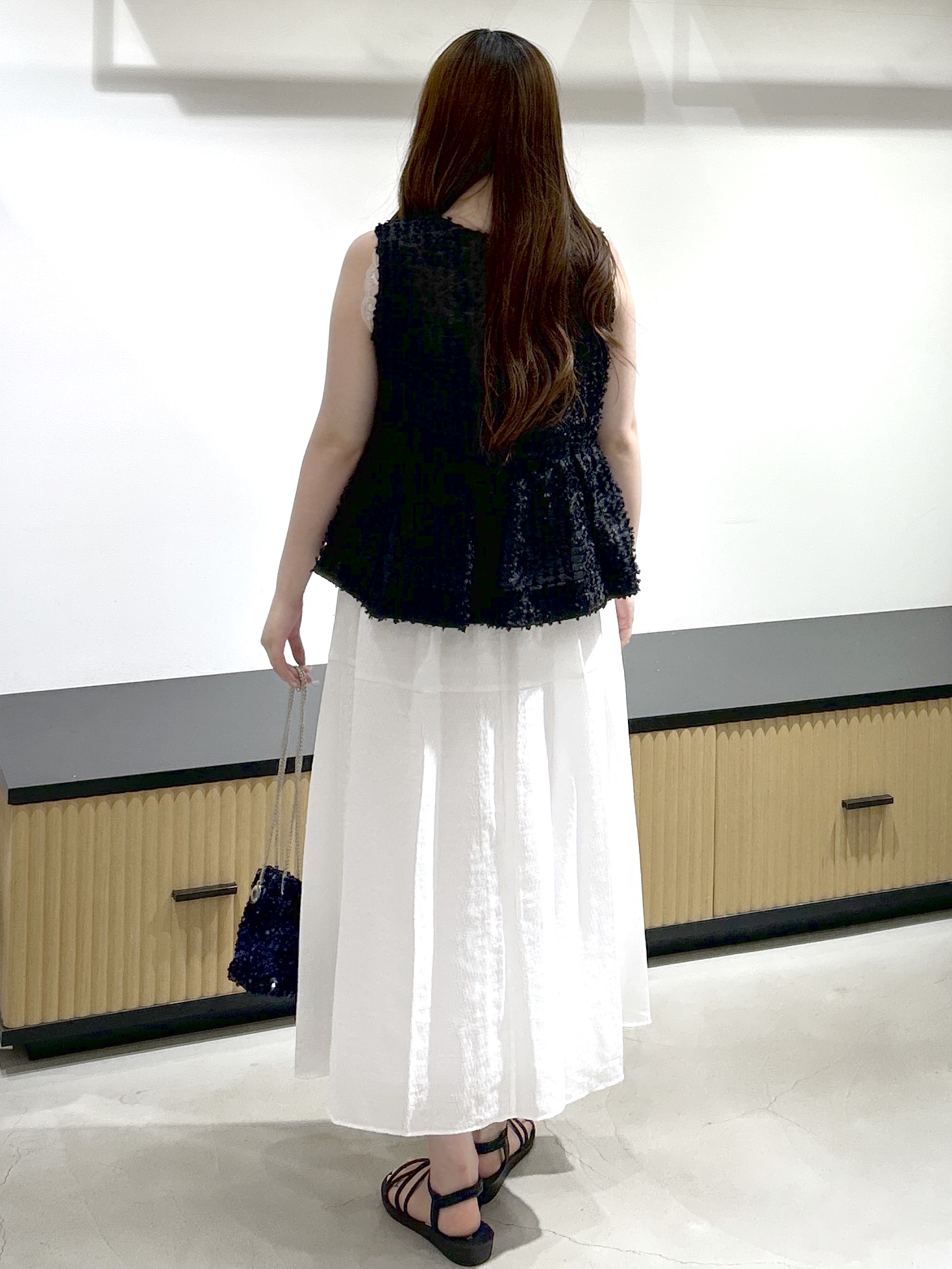 sayaさんの「OPAQUE.CLIP｜フリンジジャカード ペプラムブラウス【洗濯機OK】」を使ったコーディネート