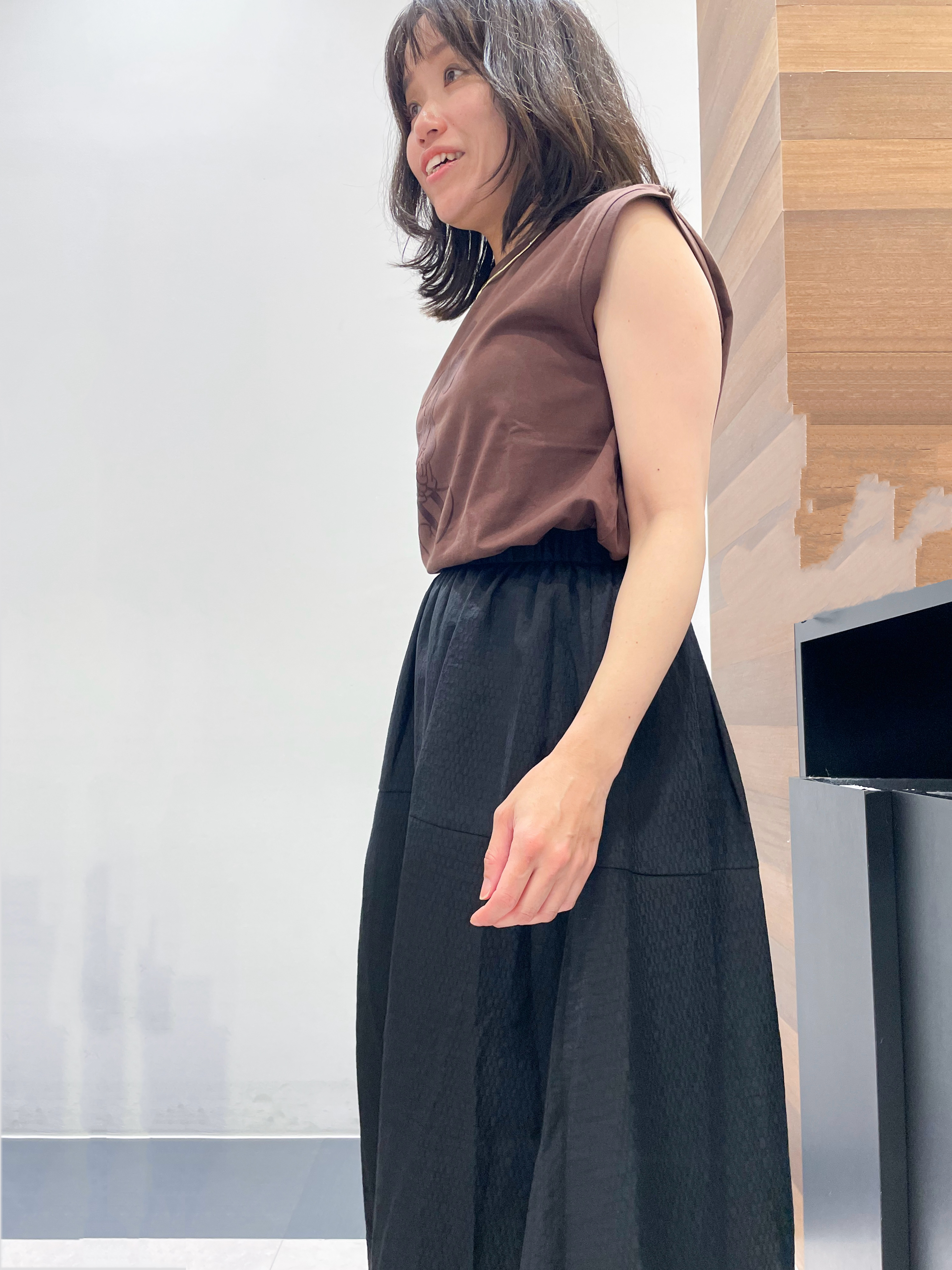 ともも。さんの「OPAQUE.CLIP｜「Mickey Mouse」フロッキープリント フレンチスリーブTシャツ《洗濯機OK》」を使ったコーディネート