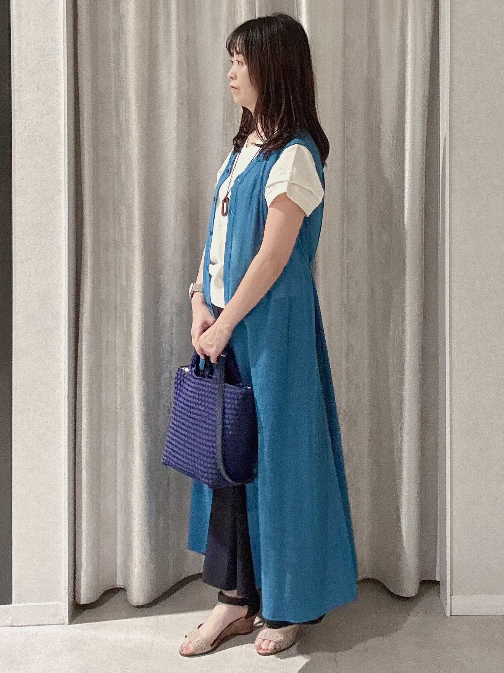makiさんの「UNTITLED｜【肌に張りつきにくい/前後2WAY】ドライタッチコットンプルオーバー」を使ったコーディネート
