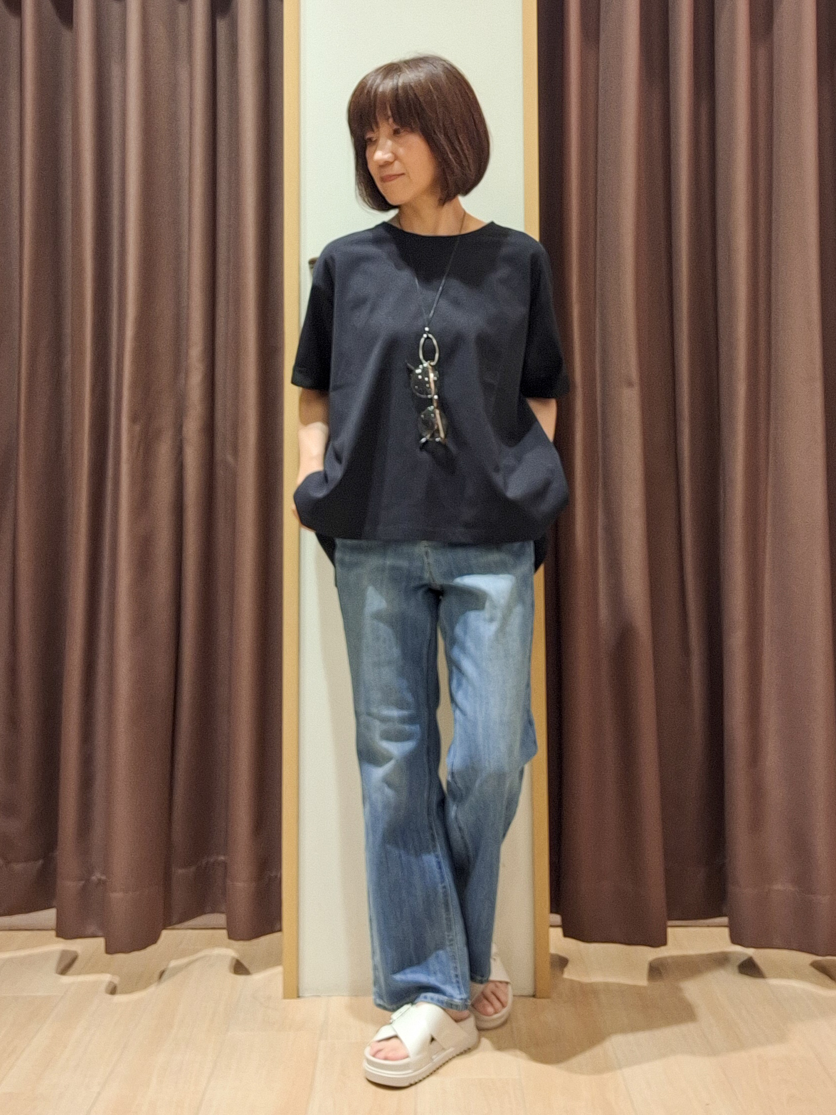 ウタさんの「grove｜【遮熱／吸水速乾／UVカット】フレアシルエットTシャツ」を使ったコーディネート