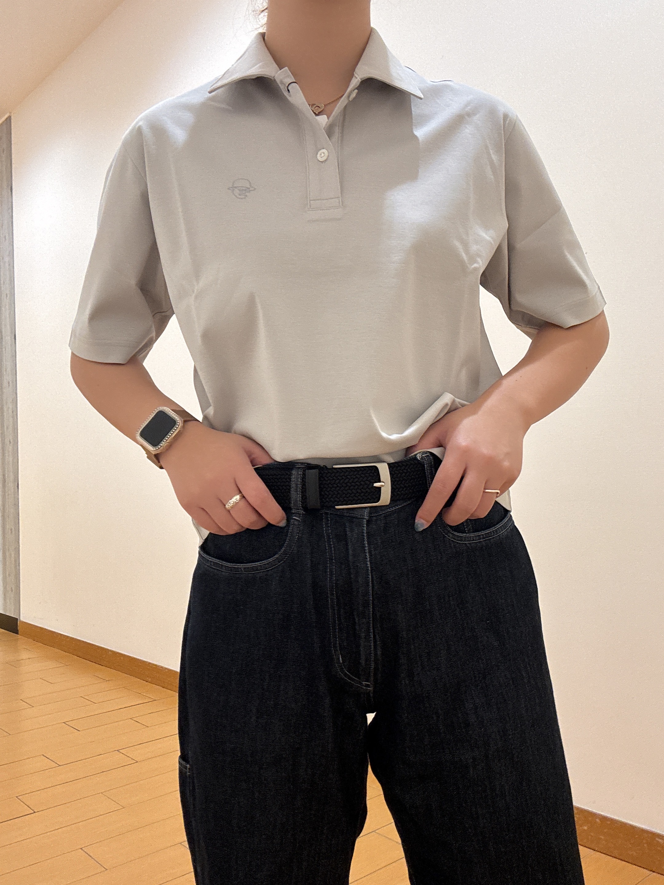 ヒナさんの「TAKEO KIKUCHI｜【接触冷感】アイスクリアコットン ワンポイント ポロシャツ」を使ったコーディネート