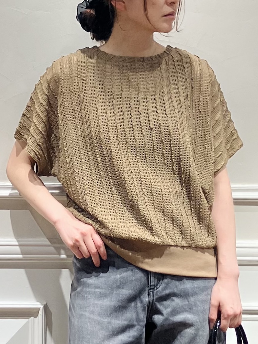 TSUKUIさんの「DRESSTERIOR｜【体型カバー/日除け】ドルマンスリーブ シアーメッシュプルオーバー」を使ったコーディネート