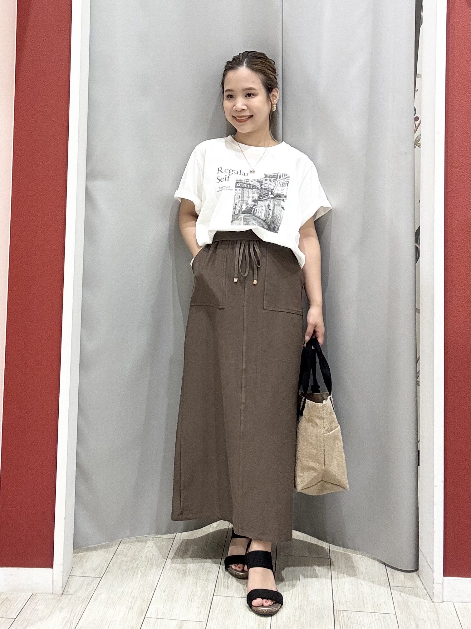 shioさんの「SHOO･LA･RUE｜【洗濯機可/S-LL】大人の抜け感 ゆるっと5分袖シャツ」を使ったコーディネート