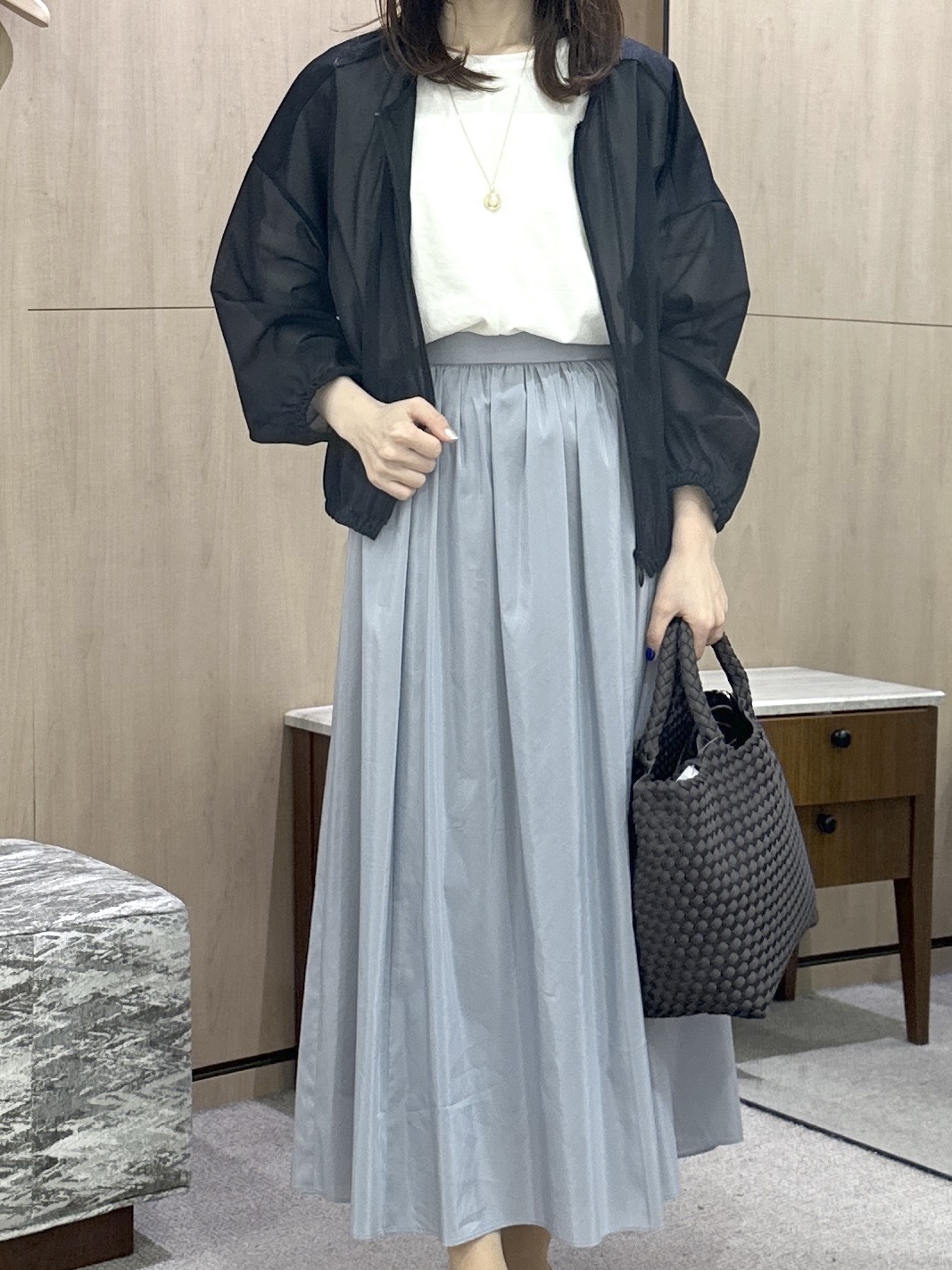 Miwaさんの「UNTITLED｜【秋羽織り/ジップ】トリコットシアーブラウス」を使ったコーディネート