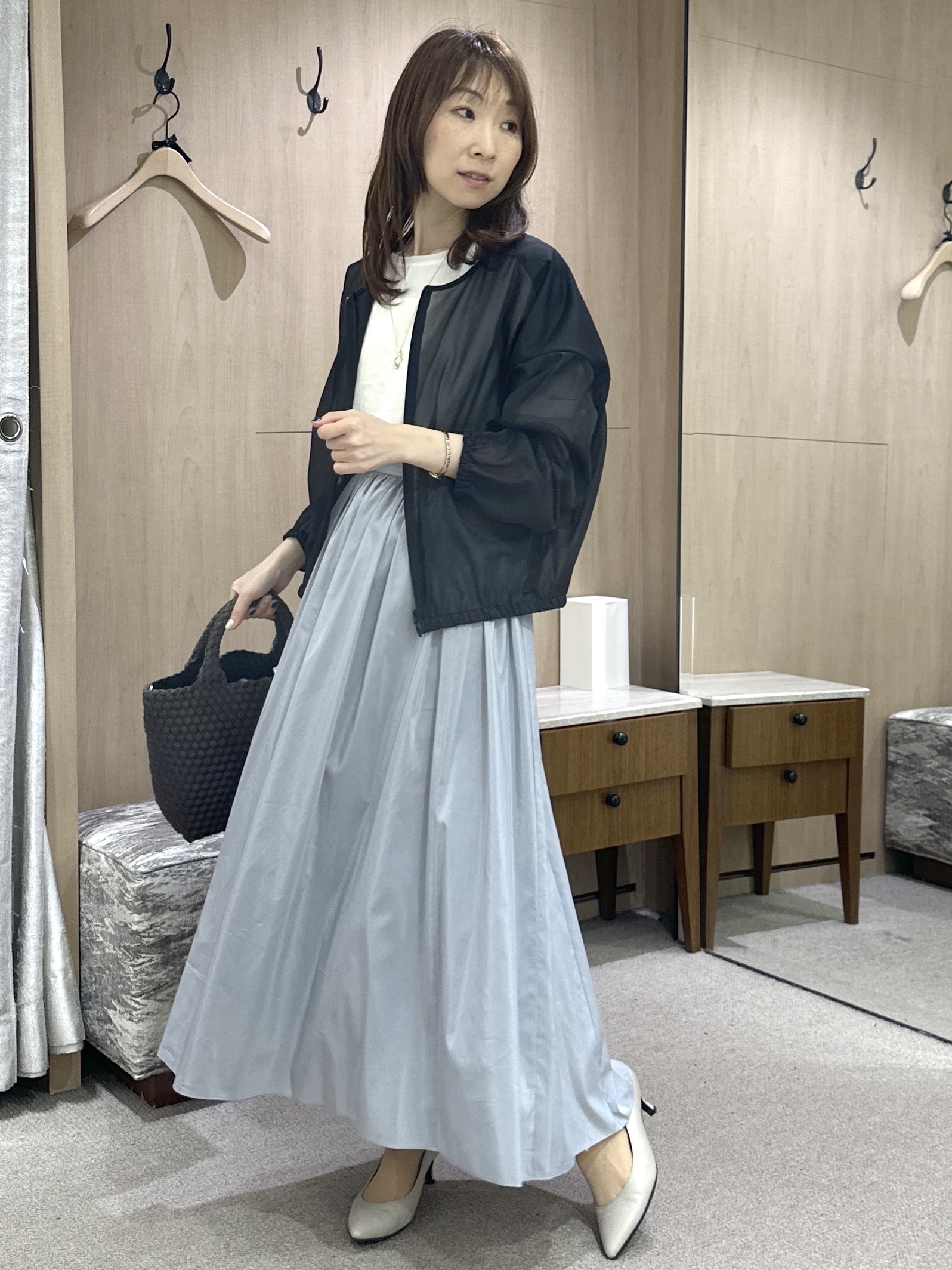 Miwaさんの「UNTITLED｜【秋羽織り/ジップ】トリコットシアーブラウス」を使ったコーディネート