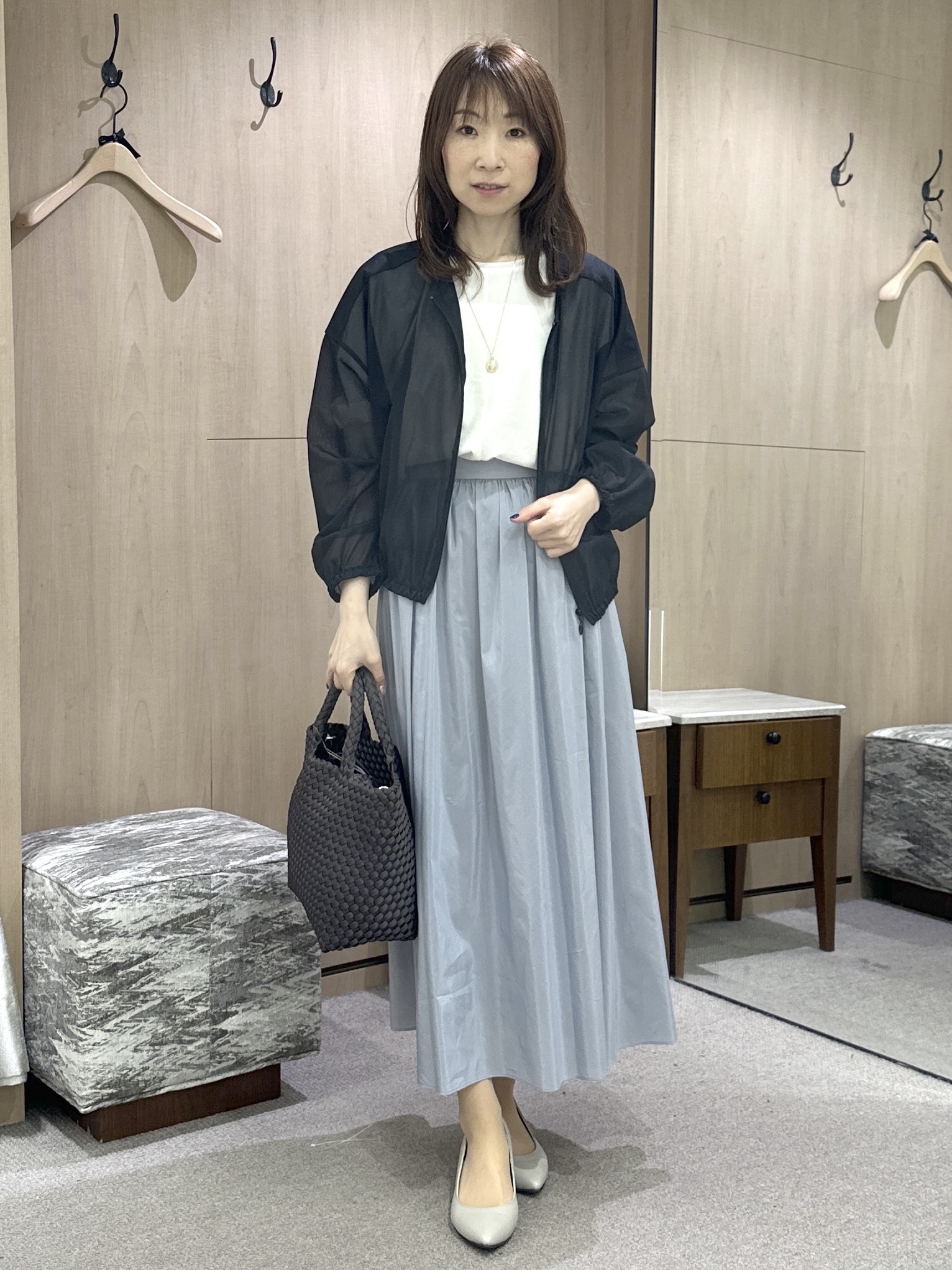 Miwaさんの「UNTITLED｜【秋羽織り/ジップ】トリコットシアーブラウス」を使ったコーディネート