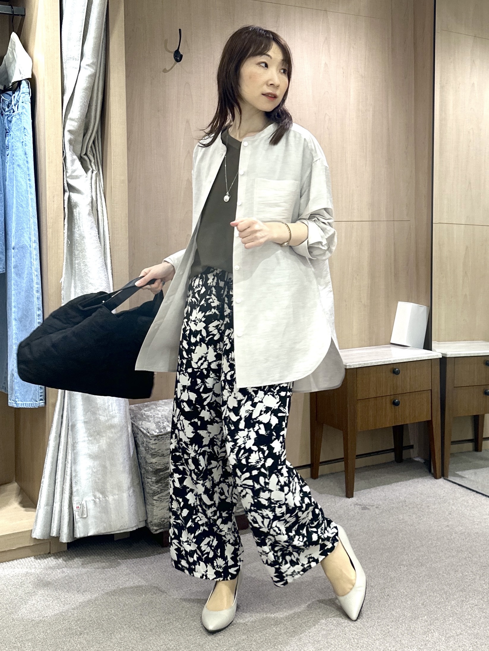 Miwaさんの「UNTITLED｜◆【ゆったり/羽織り】リネンミックスバンドカラーシャツ」を使ったコーディネート
