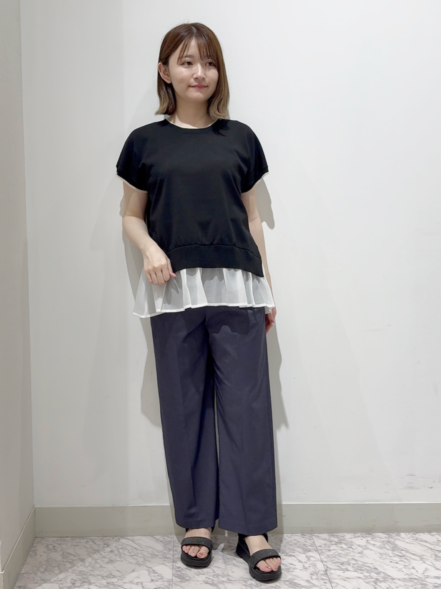 しかっちさんの「grove｜5分袖ver登場！【体型カバー・洗える】シアーサファリシャツジャケット」を使ったコーディネート