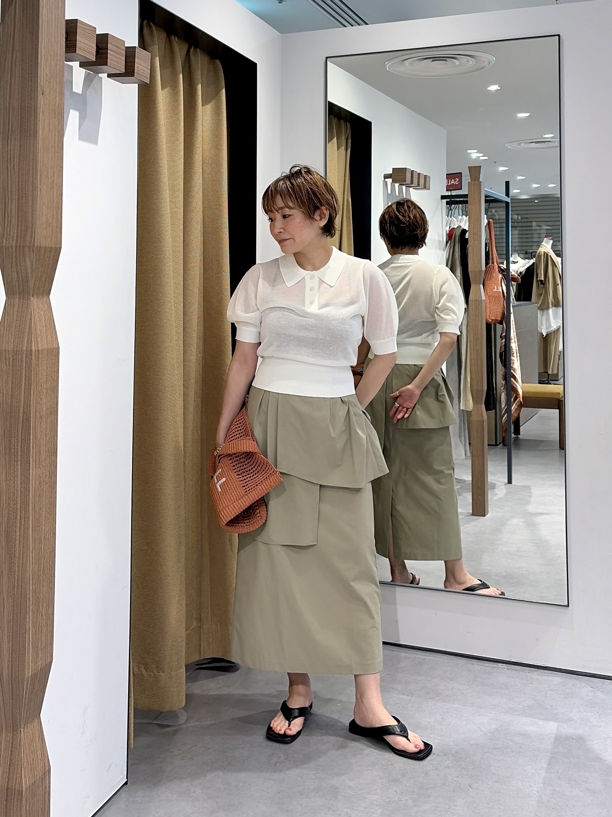 mari_831さんの「INDIVI｜フォルムスリーブポロニット」を使ったコーディネート