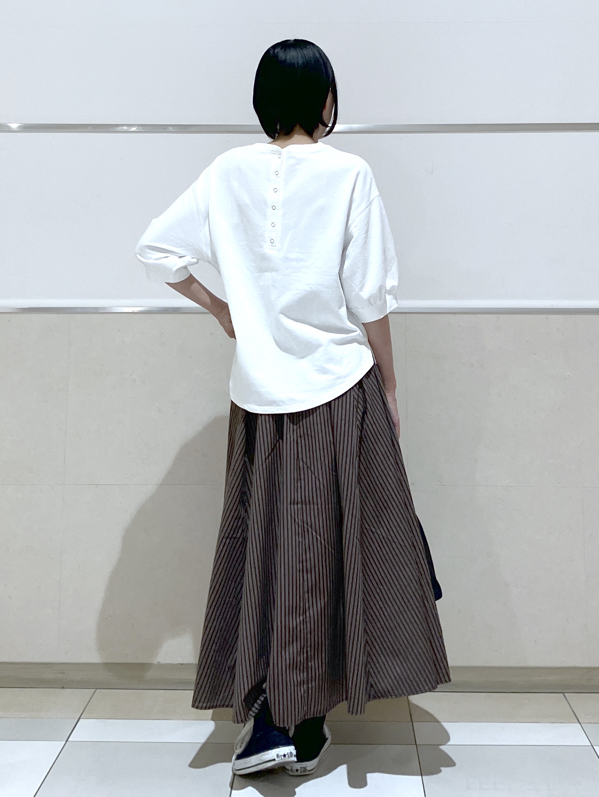 eriko さんの「Dessin｜【360度可愛い】バックヘンリーカットソー5分袖」を使ったコーディネート