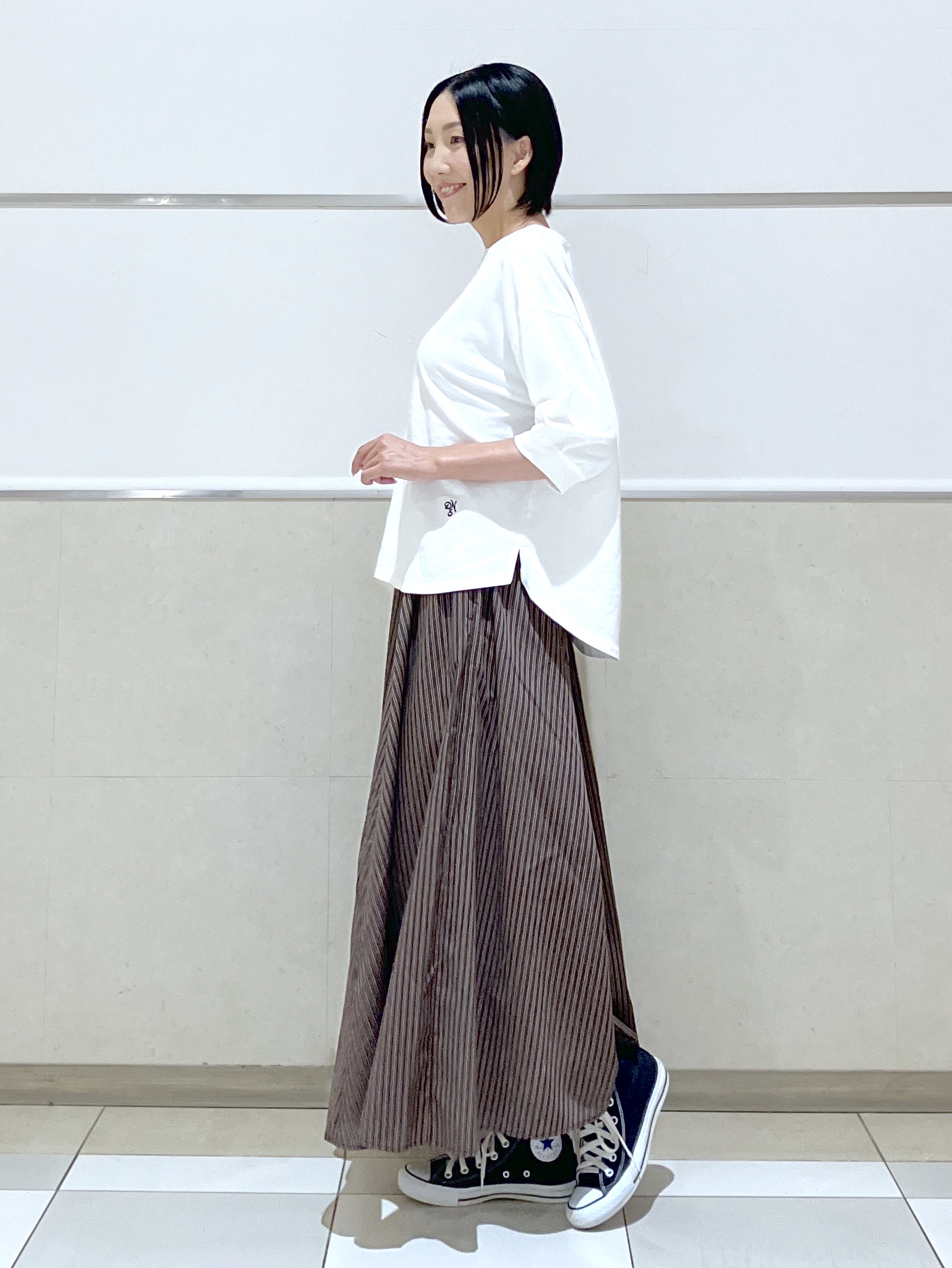 eriko さんの「Dessin｜【360度可愛い】バックヘンリーカットソー5分袖」を使ったコーディネート