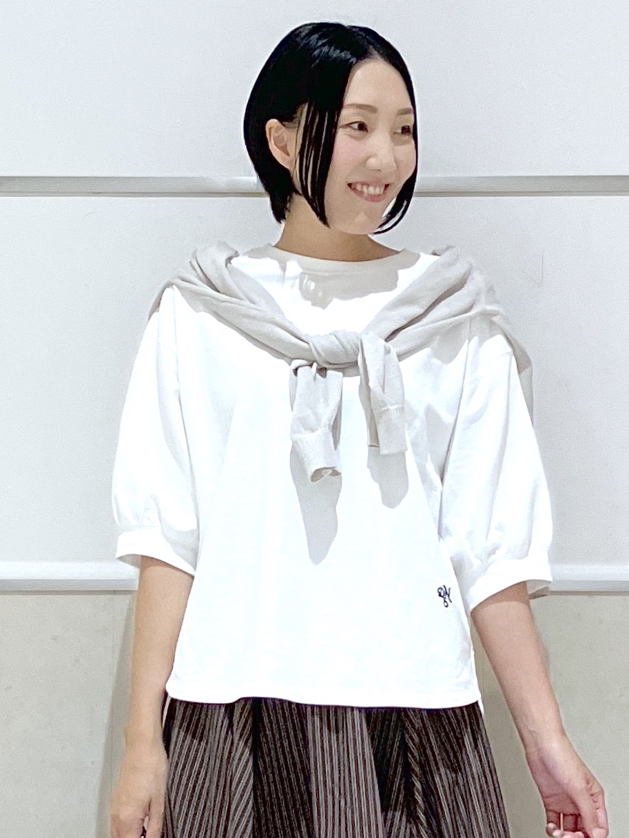 eriko さんの「Dessin｜【360度可愛い】バックヘンリーカットソー5分袖」を使ったコーディネート