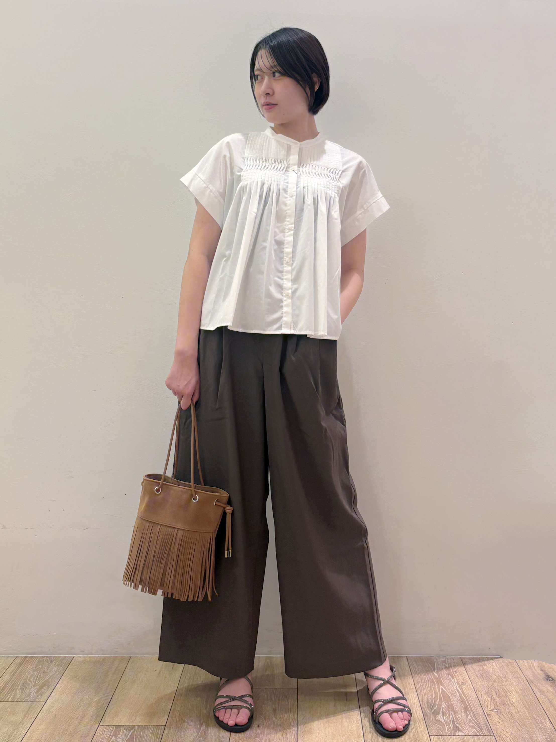 RINさんの「OPAQUE.CLIP｜ピンタックブラウス【洗濯機OK／イージーアイロン】」を使ったコーディネート