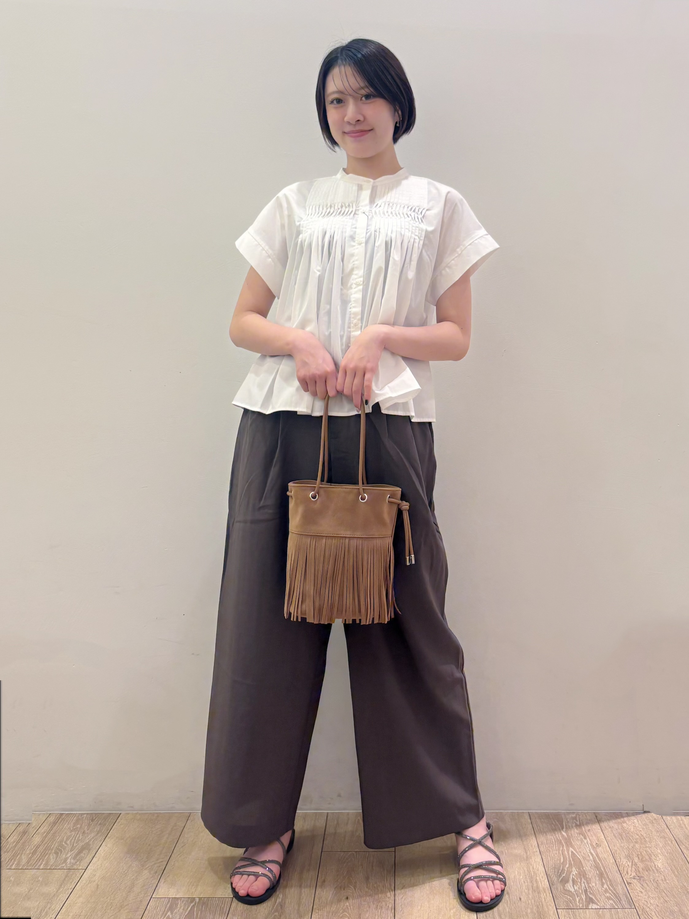 RINさんの「OPAQUE.CLIP｜ピンタックブラウス【洗濯機OK／イージーアイロン】」を使ったコーディネート