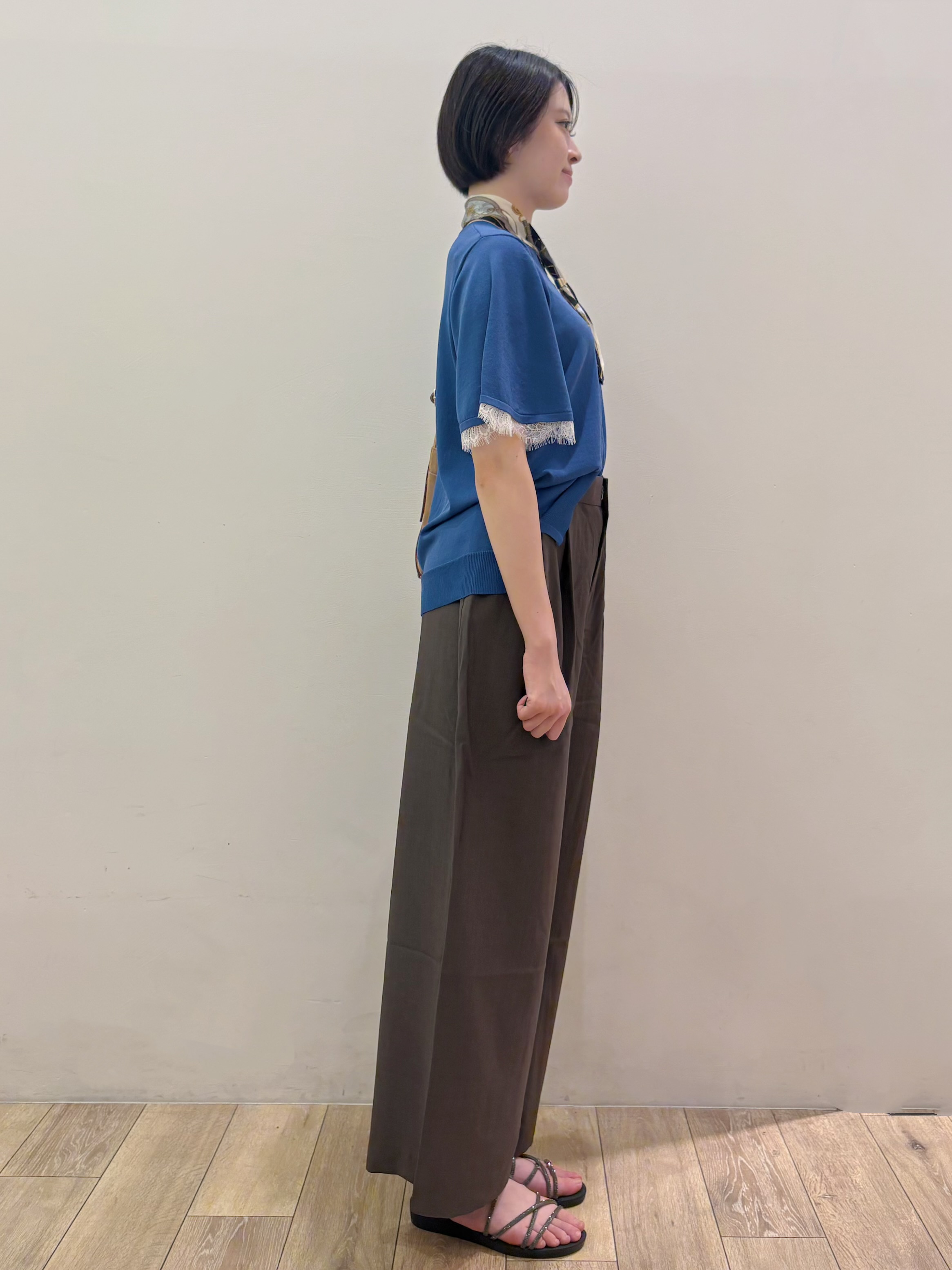 RINさんの「OPAQUE.CLIP｜【遮熱性】袖口レース フレアスリーブニット《洗濯機OK／抗ピル》」を使ったコーディネート